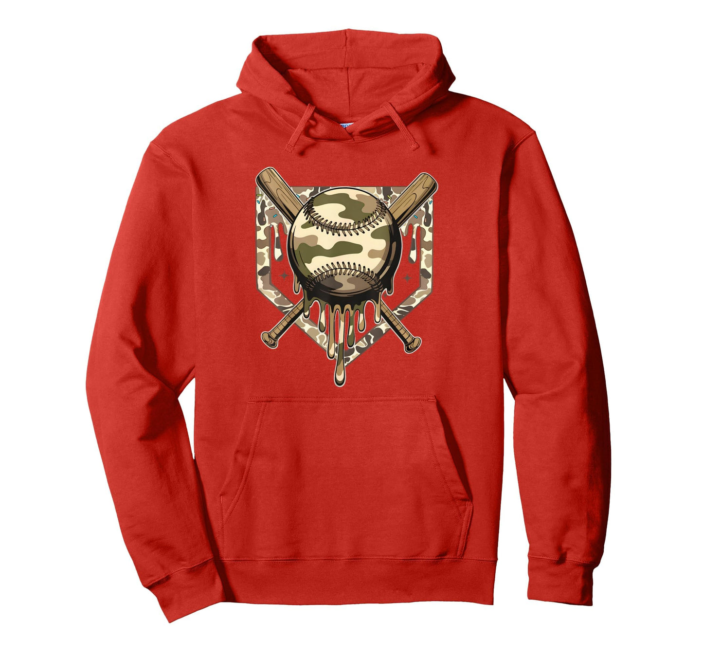 Dripping Baseball Camo Camouflage Hoodie - Aesthetic Graphic Men Women - T-Shirt, Sweatshirt, Hoodie
