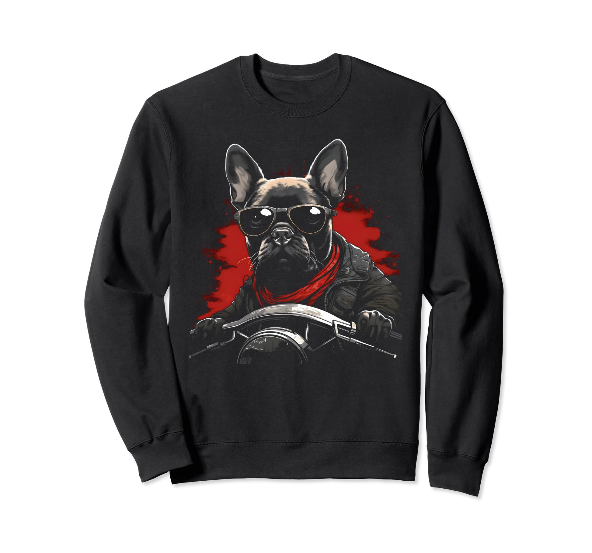 Motorcycle Dad Biker Funny Dog Boston Sweatshirt - Custom Art Print Unisex - T-Shirt, Sweatshirt, Hoodie