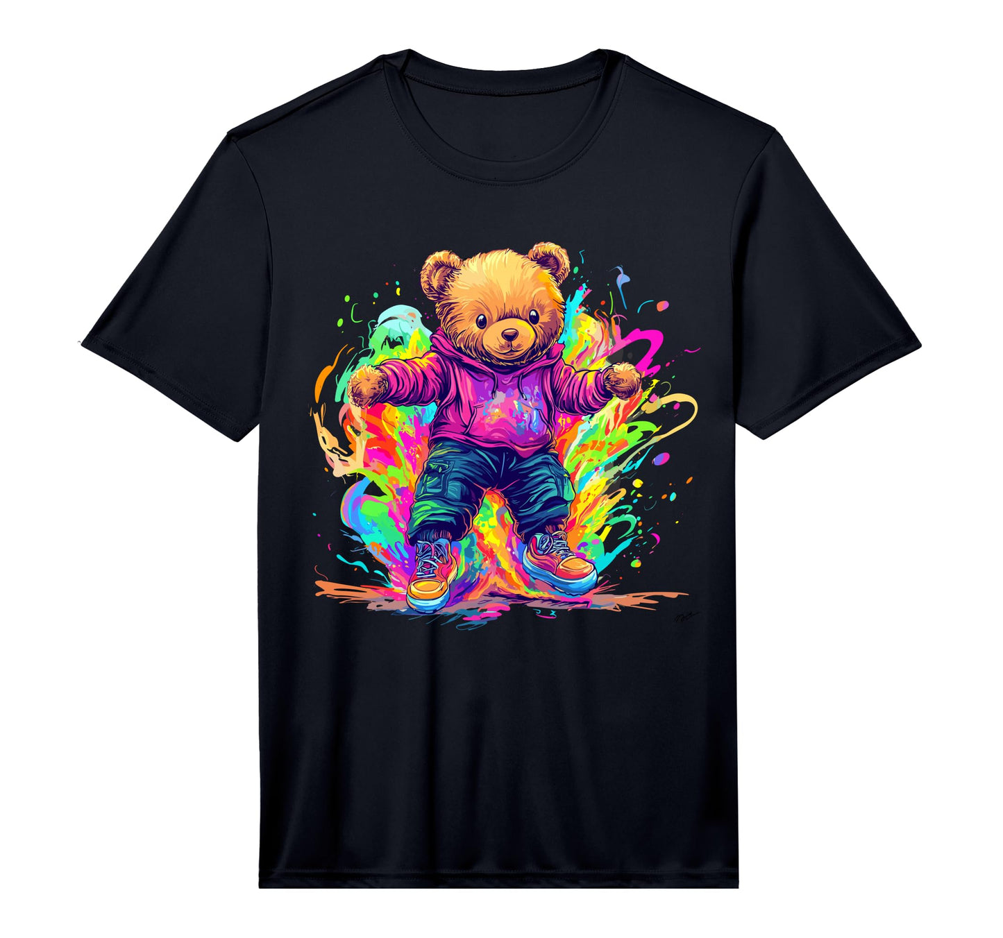 Vibrant Bear Splash Paint Explosion Hoodie - Trendy Graphic Men Women - T-Shirt, Sweatshirt, Hoodie