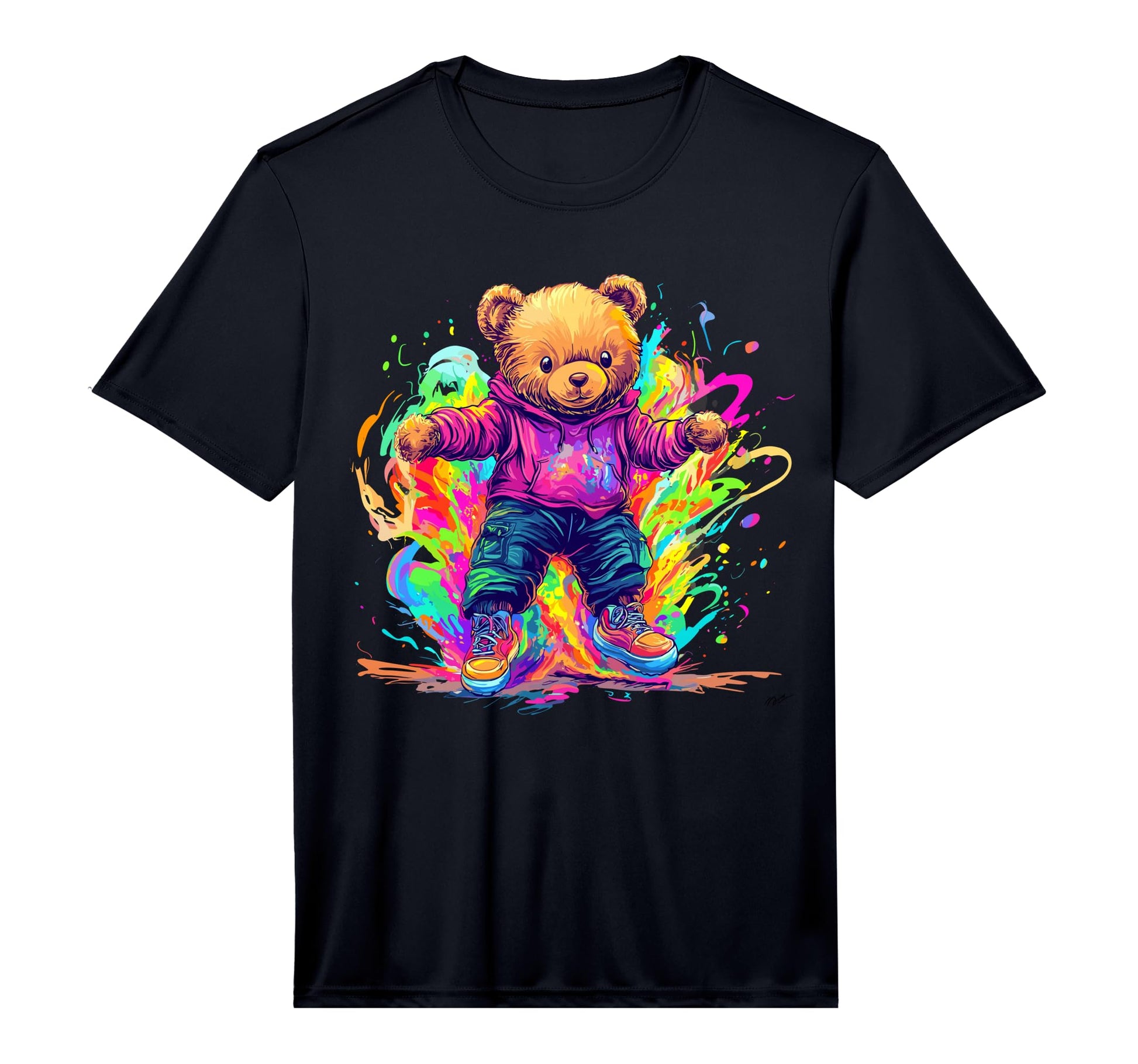 Vibrant Bear Splash Paint Explosion Hoodie - Trendy Graphic Men Women - T-Shirt, Sweatshirt, Hoodie