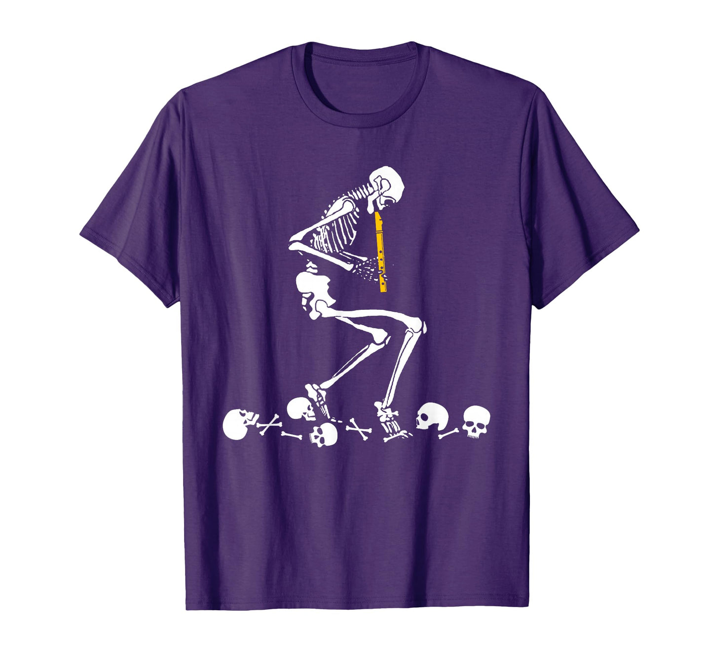 Skeleton Playing Flute Instruments T-Shirt - Trendy Graphic Men Women - T-Shirt, Sweatshirt, Hoodie