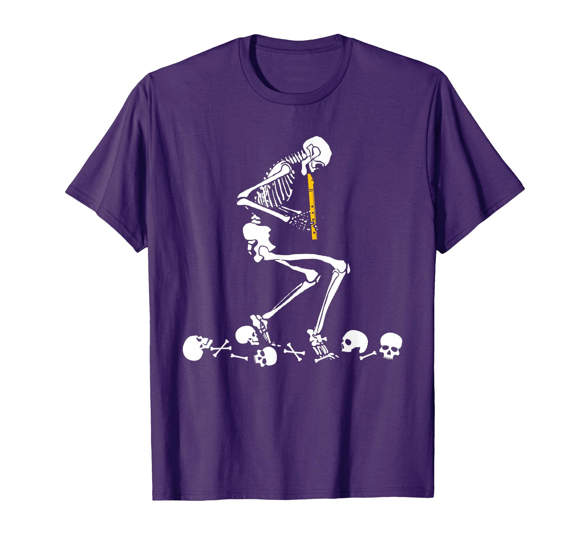 Skeleton Playing Flute Instruments T-Shirt - Trendy Graphic Men Women - T-Shirt, Sweatshirt, Hoodie
