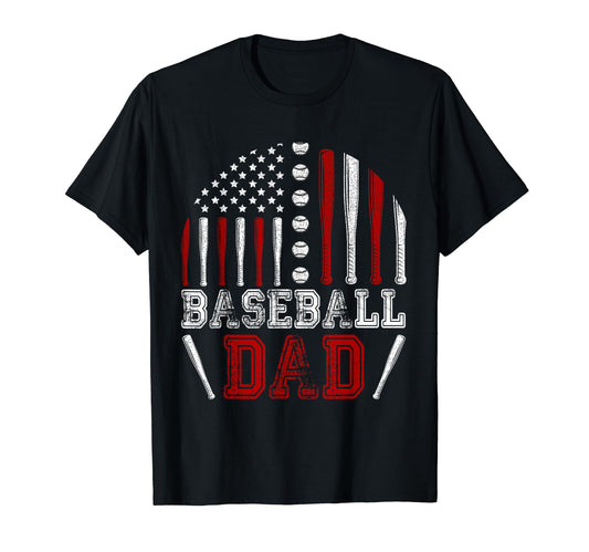 American Flag Softball Baseball Dad Gifts T-Shirt - Graphic Print Unisex - T-Shirt, Sweatshirt, Hoodie