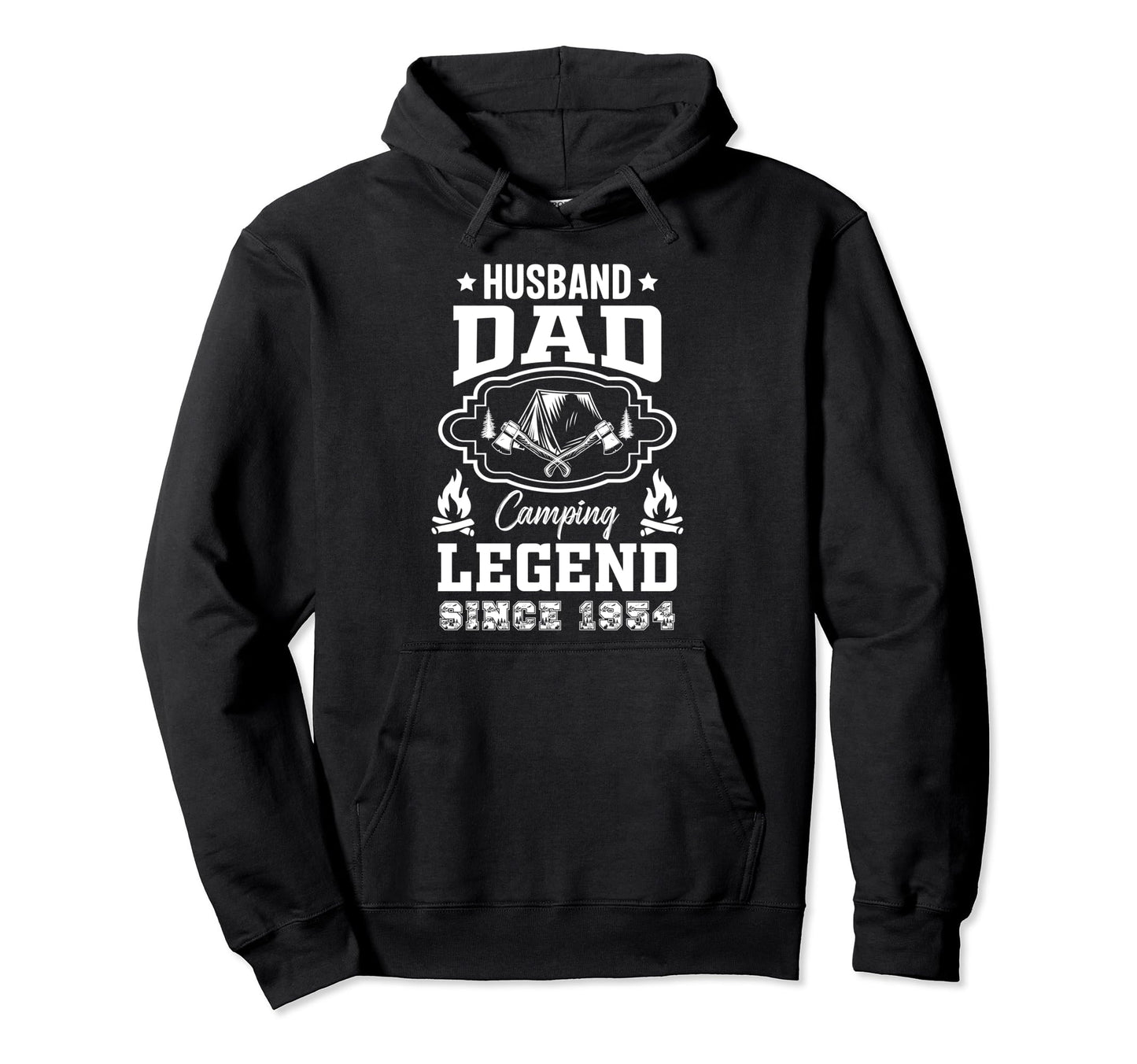 Husband Dad Camping Legend Since 1954 Hoodie - Unique Graphic Unisex - T-Shirt, Sweatshirt, Hoodie