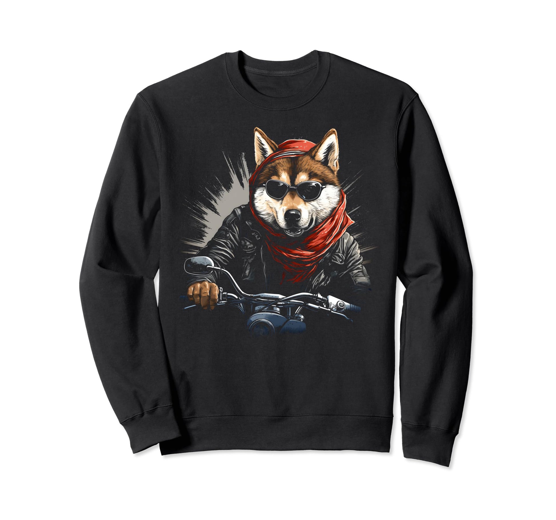 Motorcycle Dad Biker Dog Akita Sweatshirt - Aesthetic Graphic for Adults - T-Shirt, Sweatshirt, Hoodie
