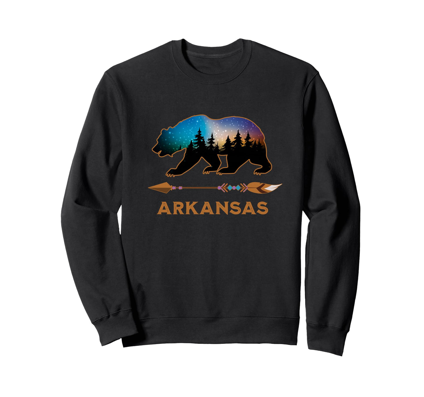 Arkansas Usa Black Bear Starry Night Sweatshirt - Streetwear Style Unisex - T-Shirt, Sweatshirt, Hoodie