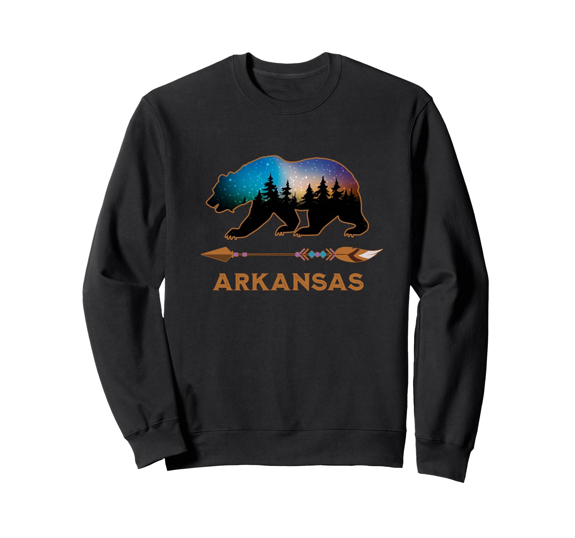 Arkansas Usa Black Bear Starry Night Sweatshirt - Streetwear Style Unisex - T-Shirt, Sweatshirt, Hoodie