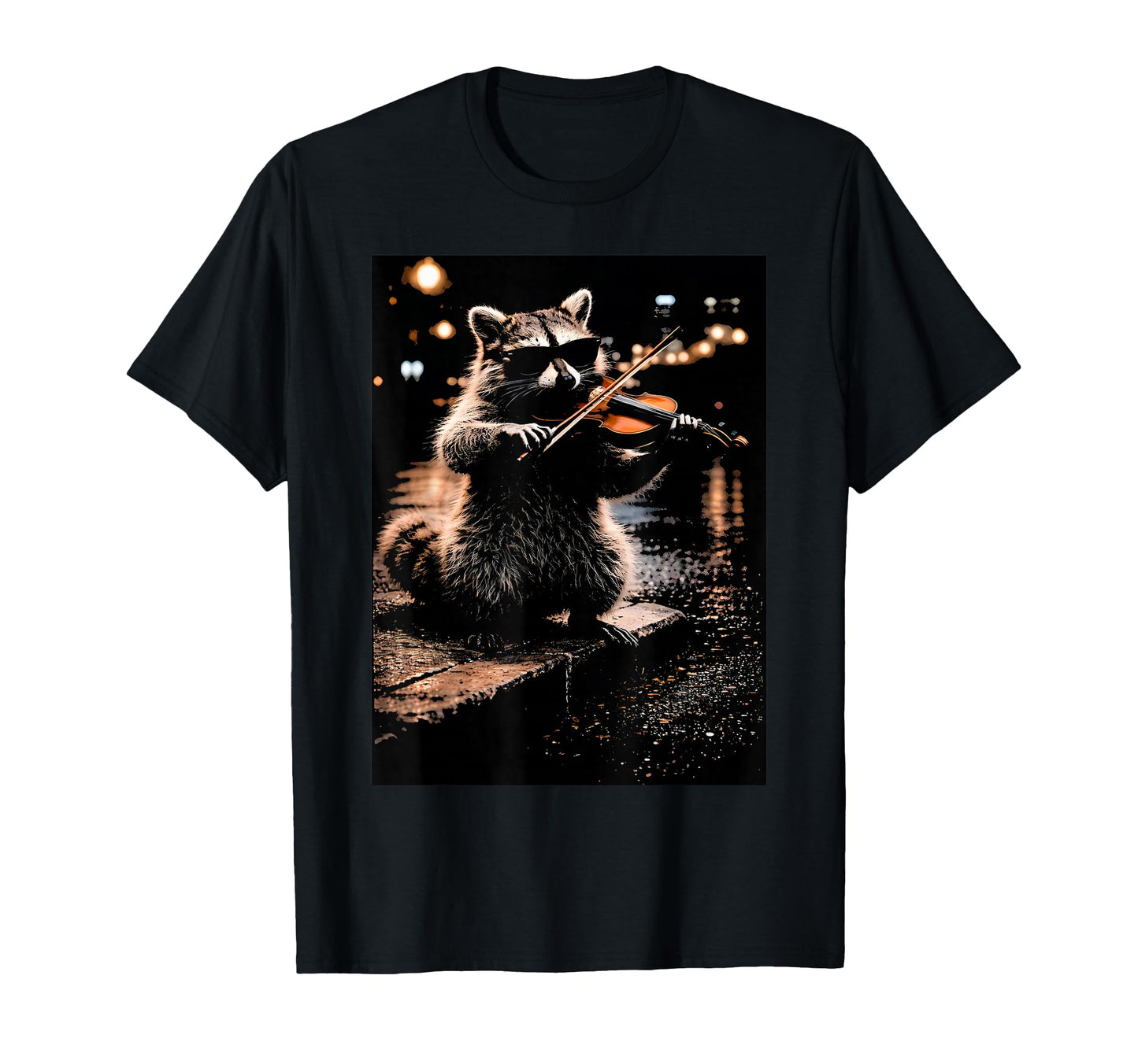Raccoon Playing Violin Funny Animal T-Shirt - Minimalist Print for Adults - T-Shirt, Sweatshirt, Hoodie