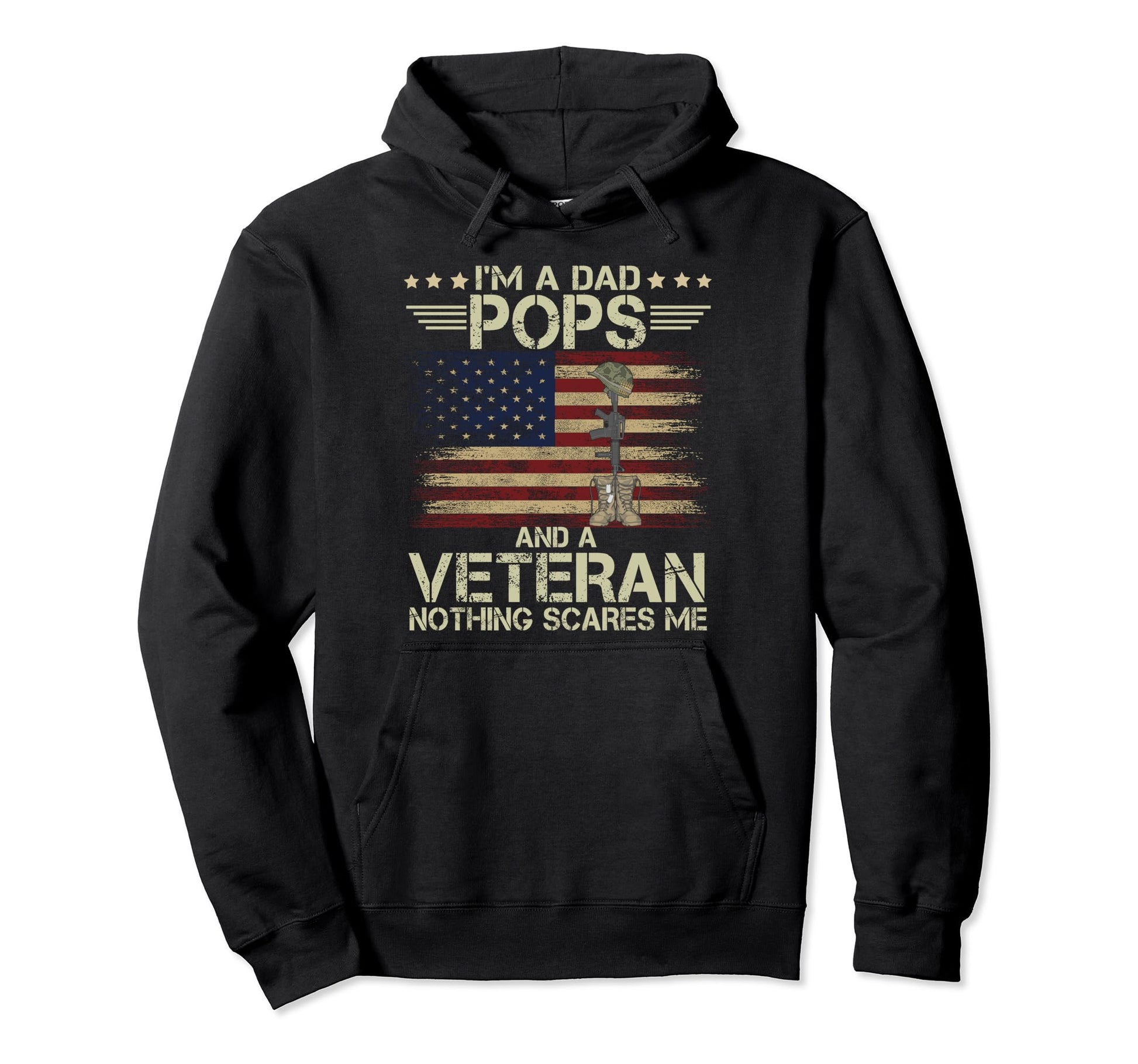 Dad Pops Veteran American Flag Fathers Hoodie - Novelty Apparel Men Women - T-Shirt, Sweatshirt, Hoodie