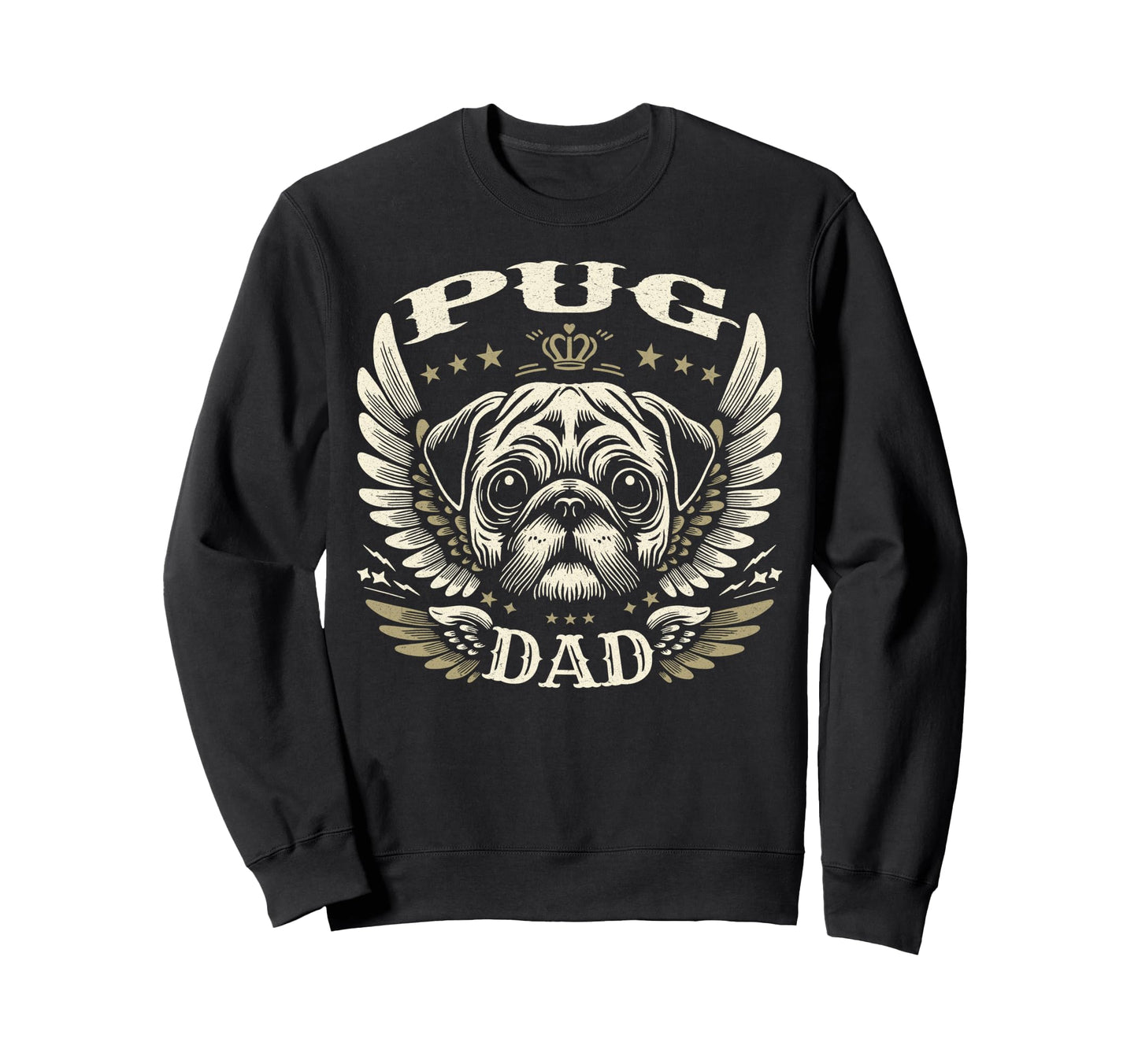 Pug Dad Biker Wings Motorcycle Sweatshirt - Trendy Graphic for Adults - T-Shirt, Sweatshirt, Hoodie