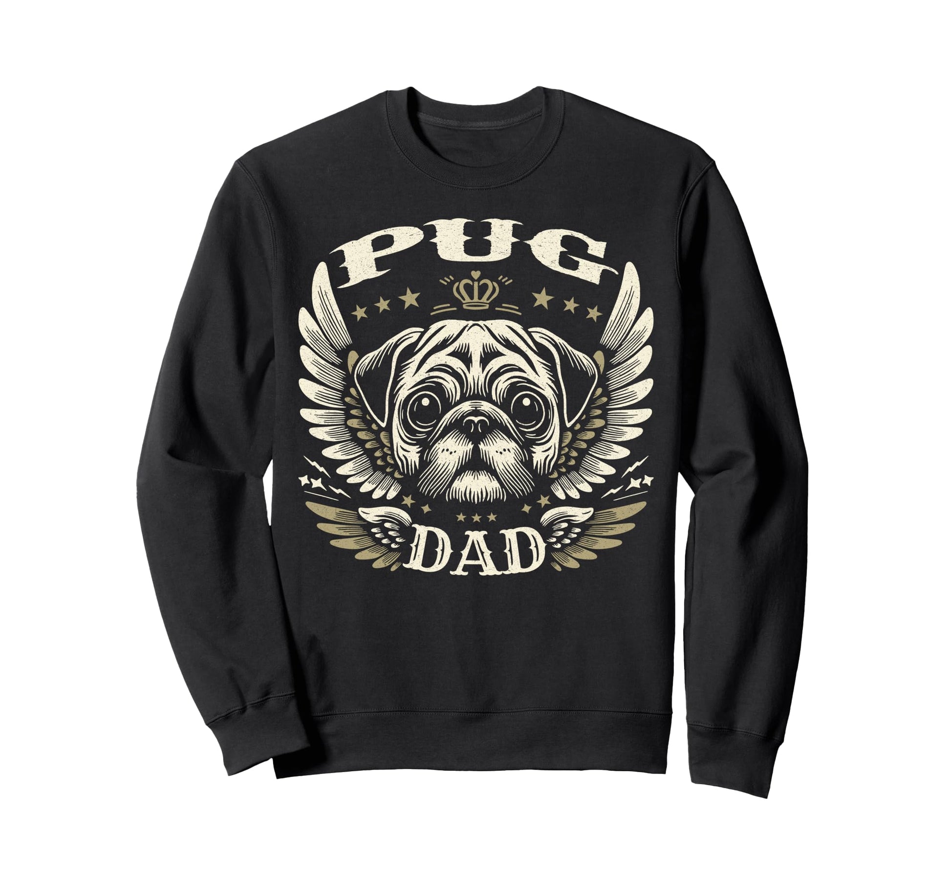 Pug Dad Biker Wings Motorcycle Sweatshirt - Trendy Graphic for Adults - T-Shirt, Sweatshirt, Hoodie