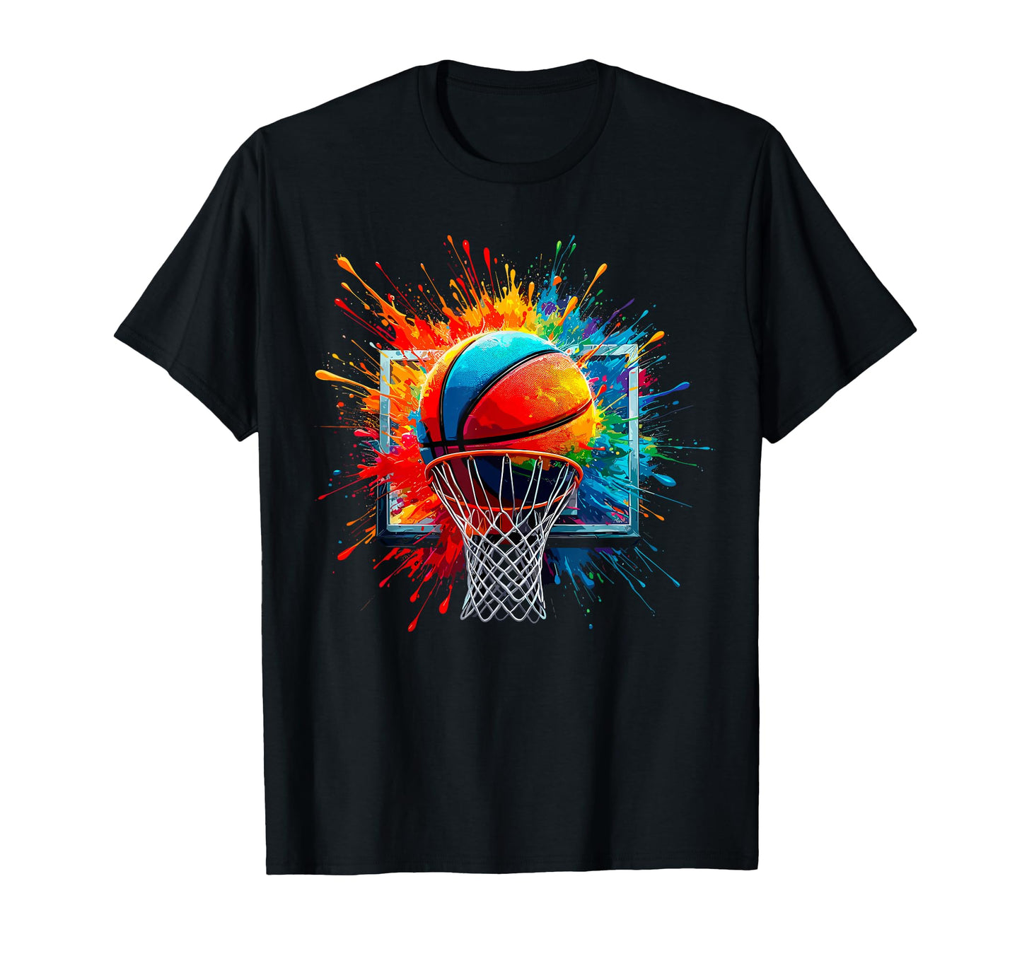 Colorful Paints Splash Basketball Ball T-Shirt - Custom Art Print Unisex - T-Shirt, Sweatshirt, Hoodie