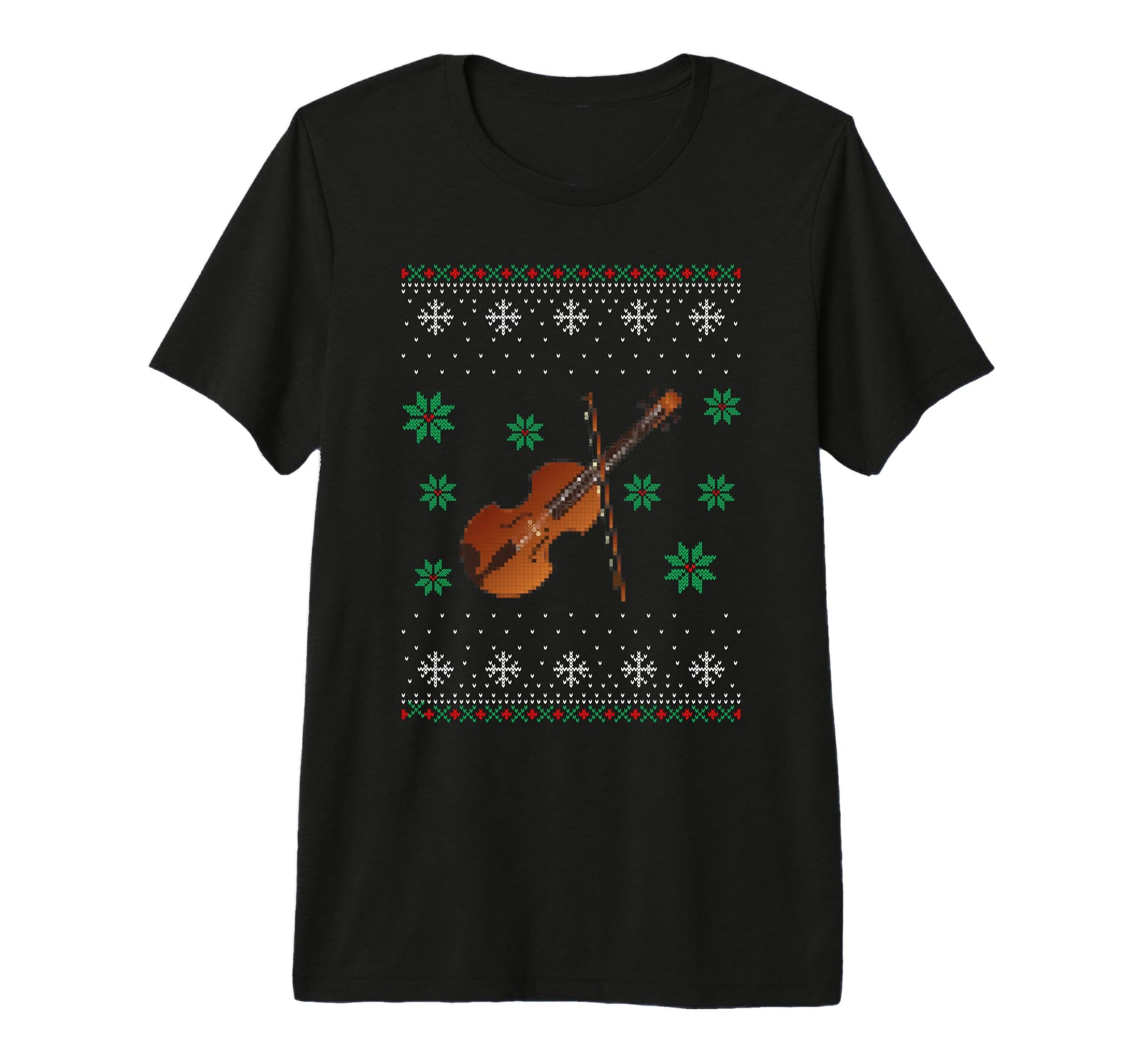 Violin Musician Holiday Santa Claus T-Shirt - Trendy Graphic Unisex - T-Shirt, Sweatshirt, Hoodie