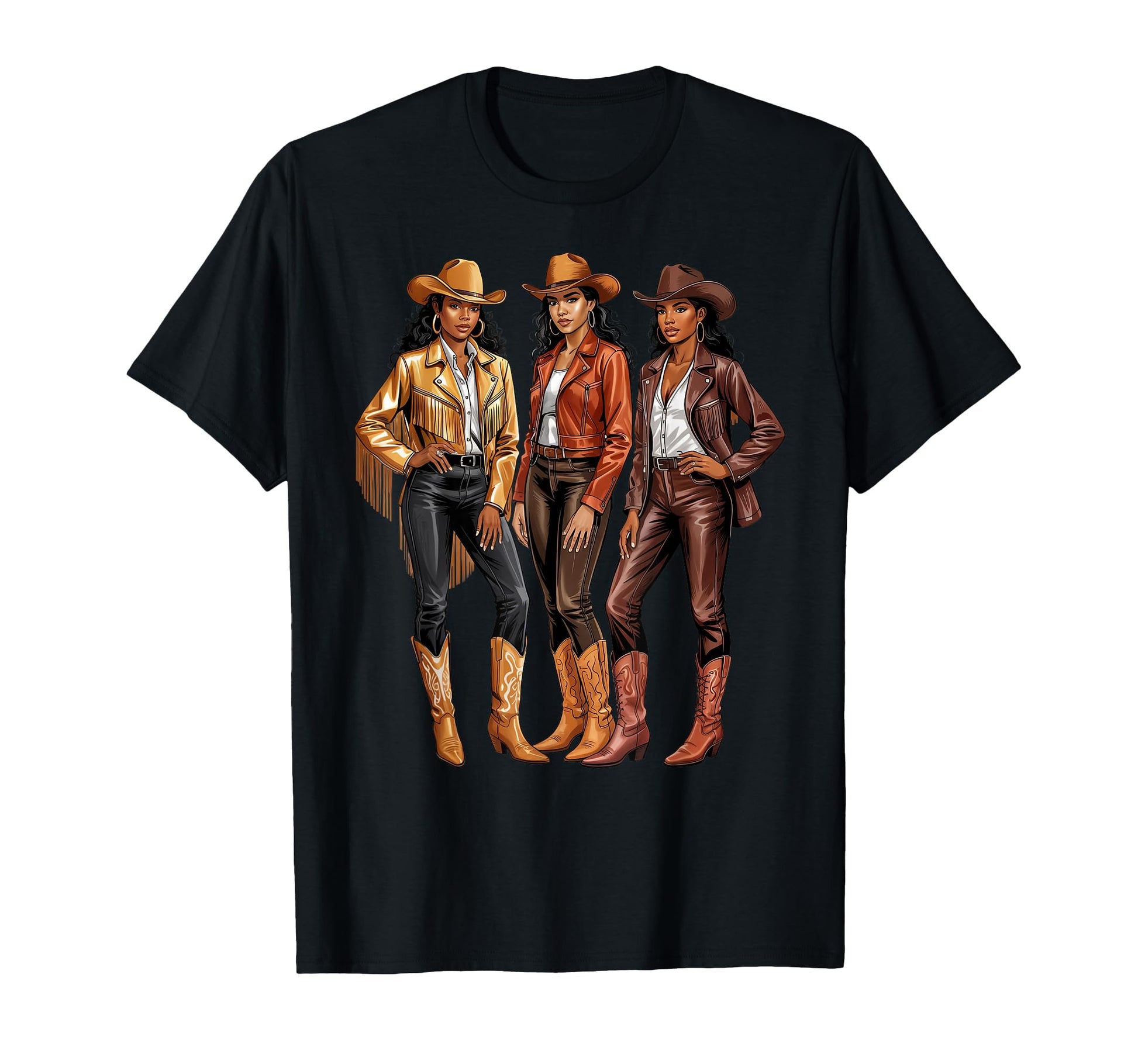 Black African American Cowgirl Western T-Shirt - Graphic Print Men Women - T-Shirt, Sweatshirt, Hoodie