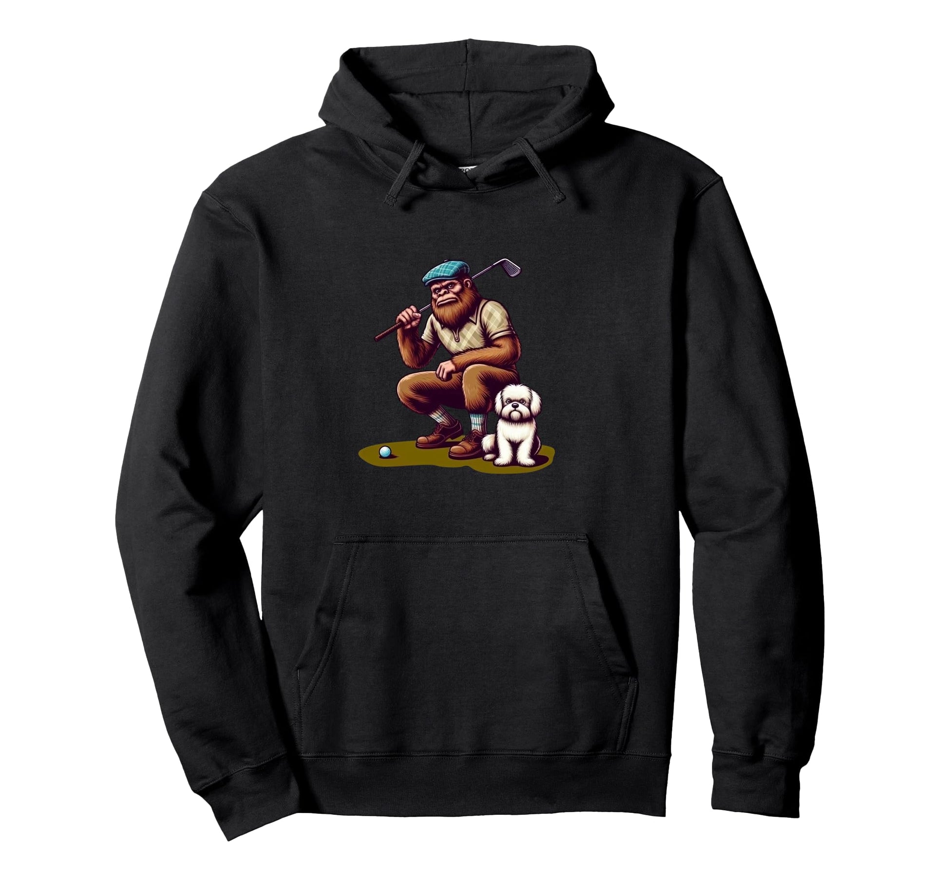 Maltese Bigfoot Sasquatch Golf Golfing Hoodie - Minimalist Print Men Women - T-Shirt, Sweatshirt, Hoodie