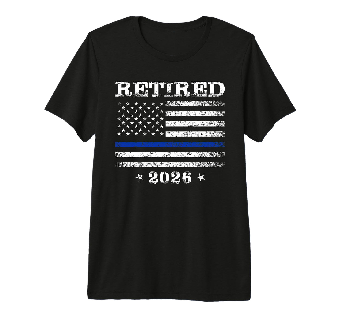 Retired 2026 Thin Blue Line Police T-Shirt - Aesthetic Graphic for Adults - T-Shirt, Sweatshirt, Hoodie