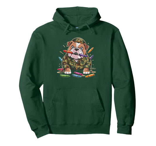 Bulldog Fueled Crayons Boot Camp Mre Hoodie - Unique Graphic for Adults - T-Shirt, Sweatshirt, Hoodie