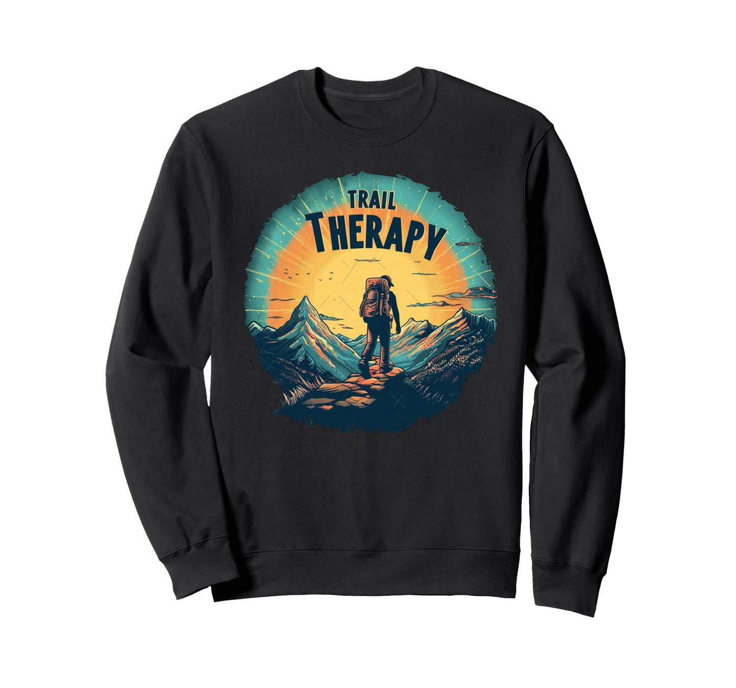 Trail Therapy Funny Hiking Mountain Sweatshirt - Graphic Print for Adults - T-Shirt, Sweatshirt, Hoodie