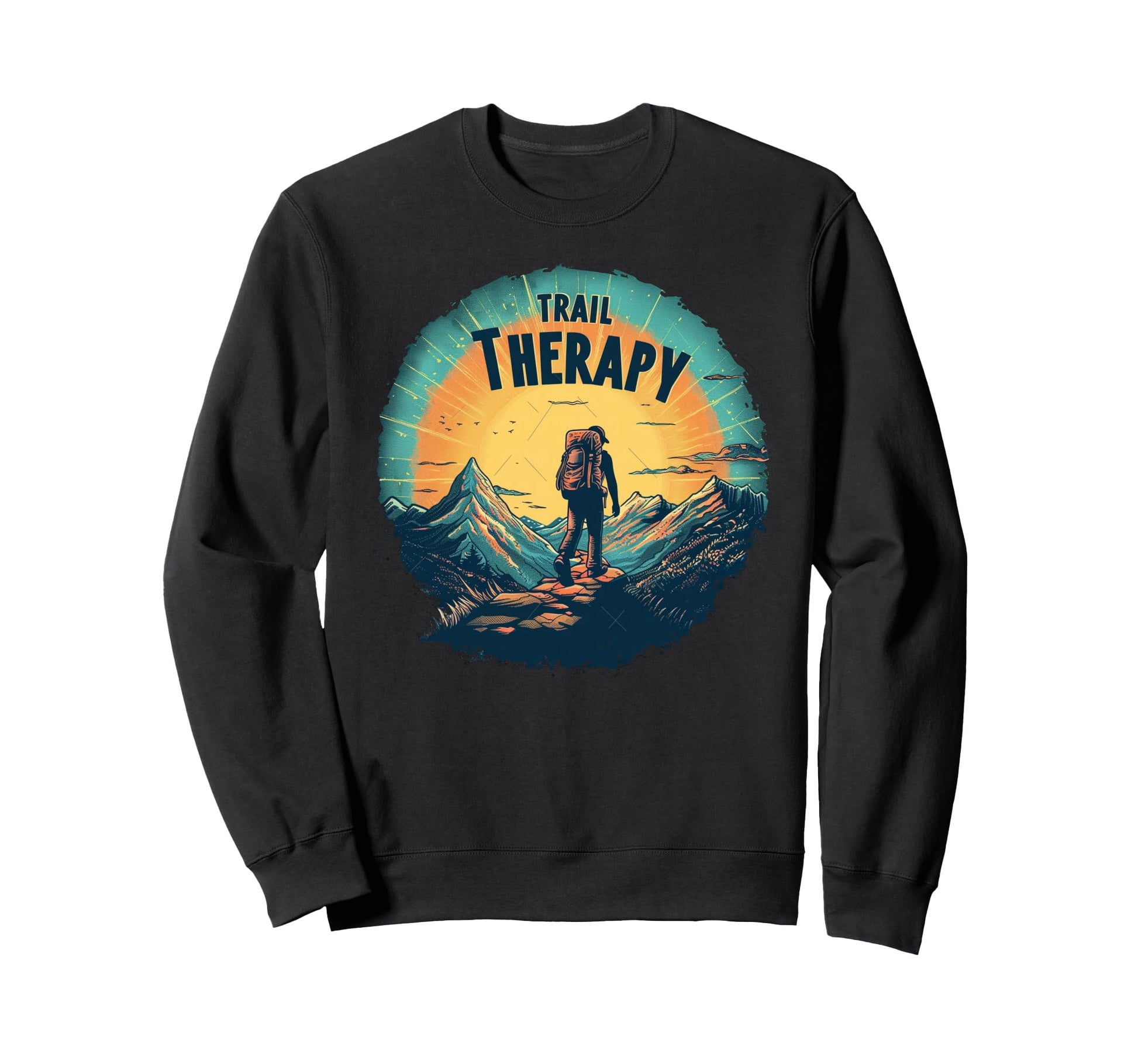 Trail Therapy Funny Hiking Mountain Sweatshirt - Graphic Print for Adults - T-Shirt, Sweatshirt, Hoodie