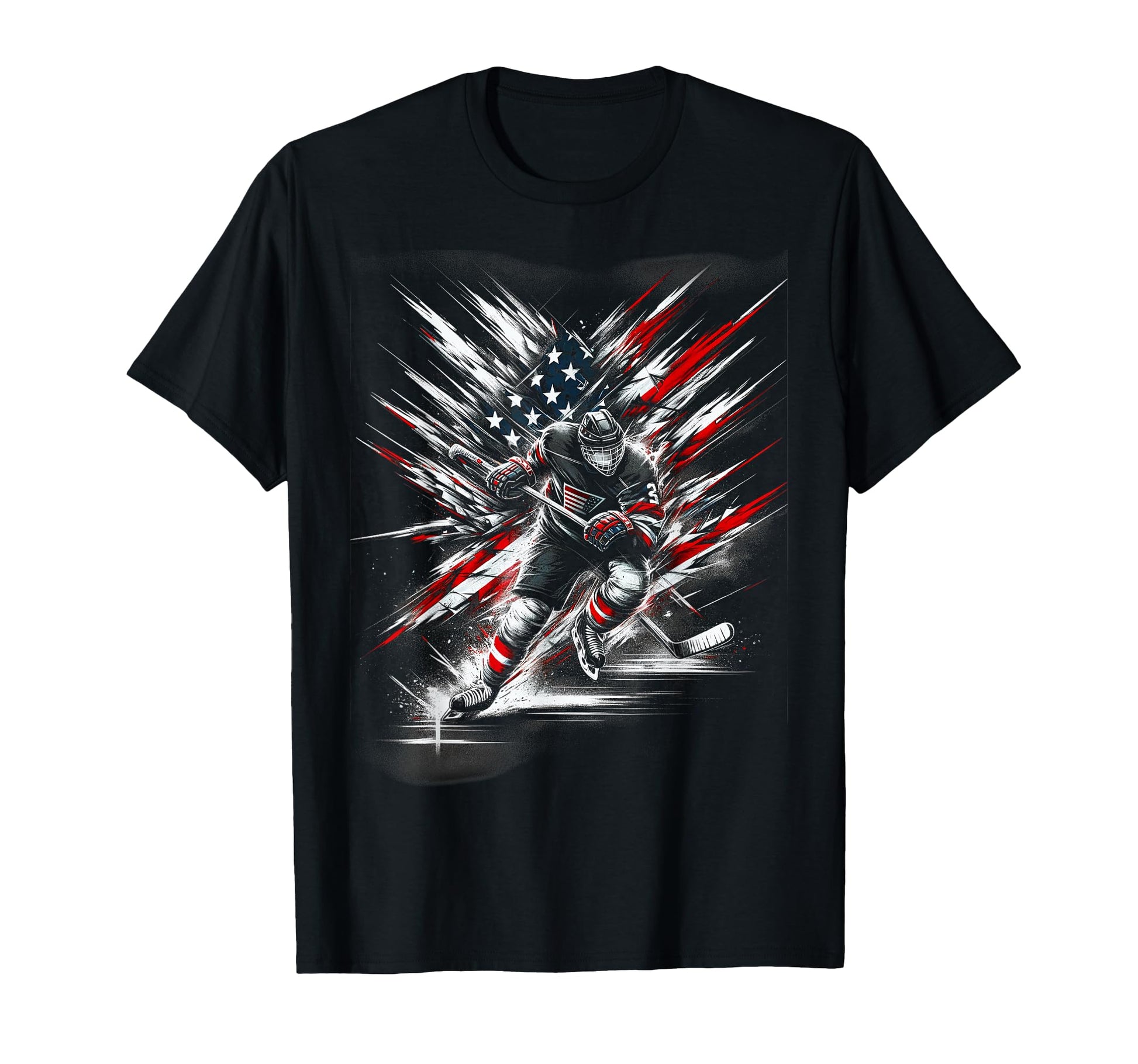 Hockey American Flag 4Th July Patriotic T-Shirt - Trendy Graphic Unisex - T-Shirt, Sweatshirt, Hoodie