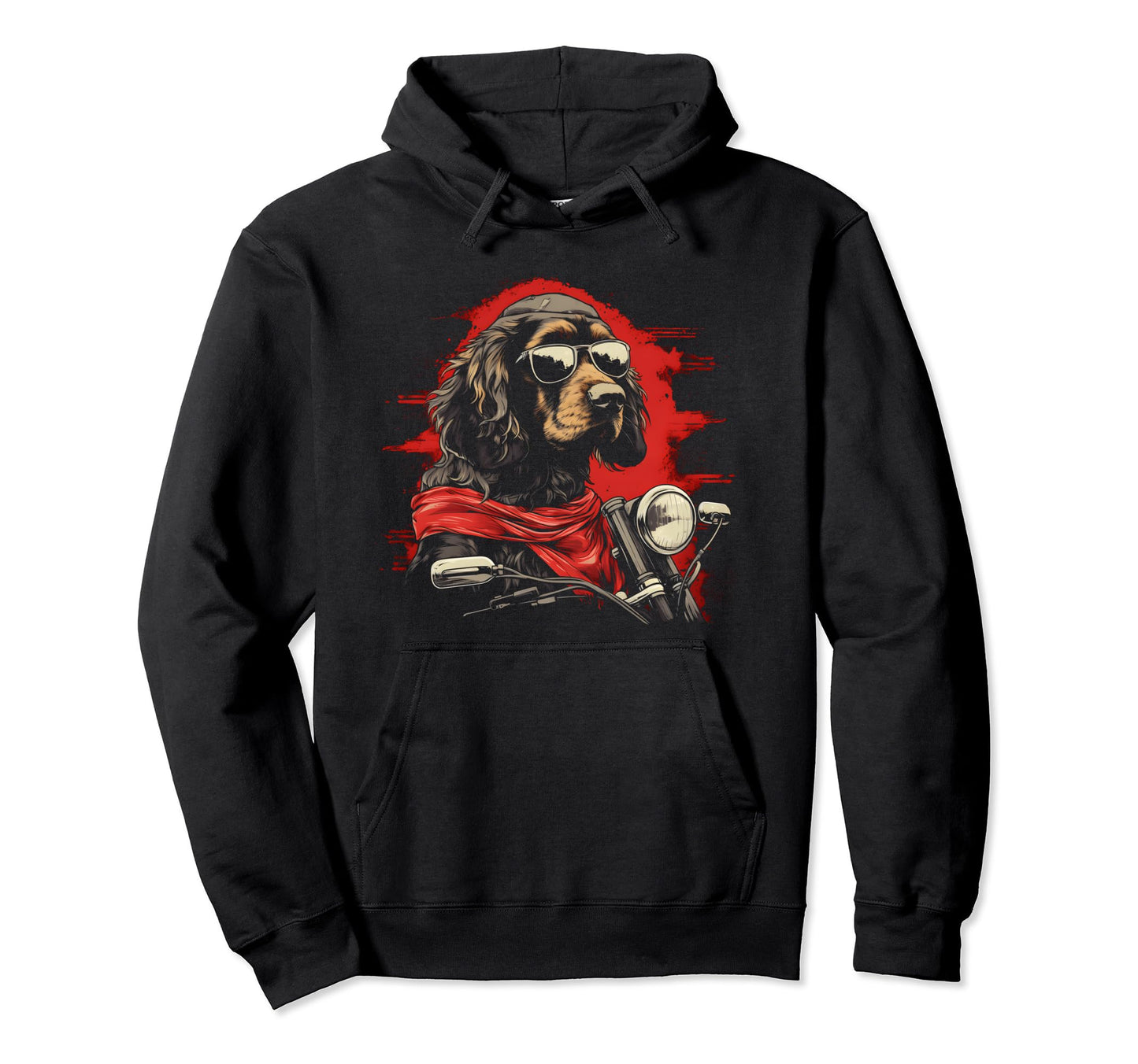 Motorcycle Dad Biker Dog Funny Cocker Hoodie - Custom Art Print Men Women - T-Shirt, Sweatshirt, Hoodie