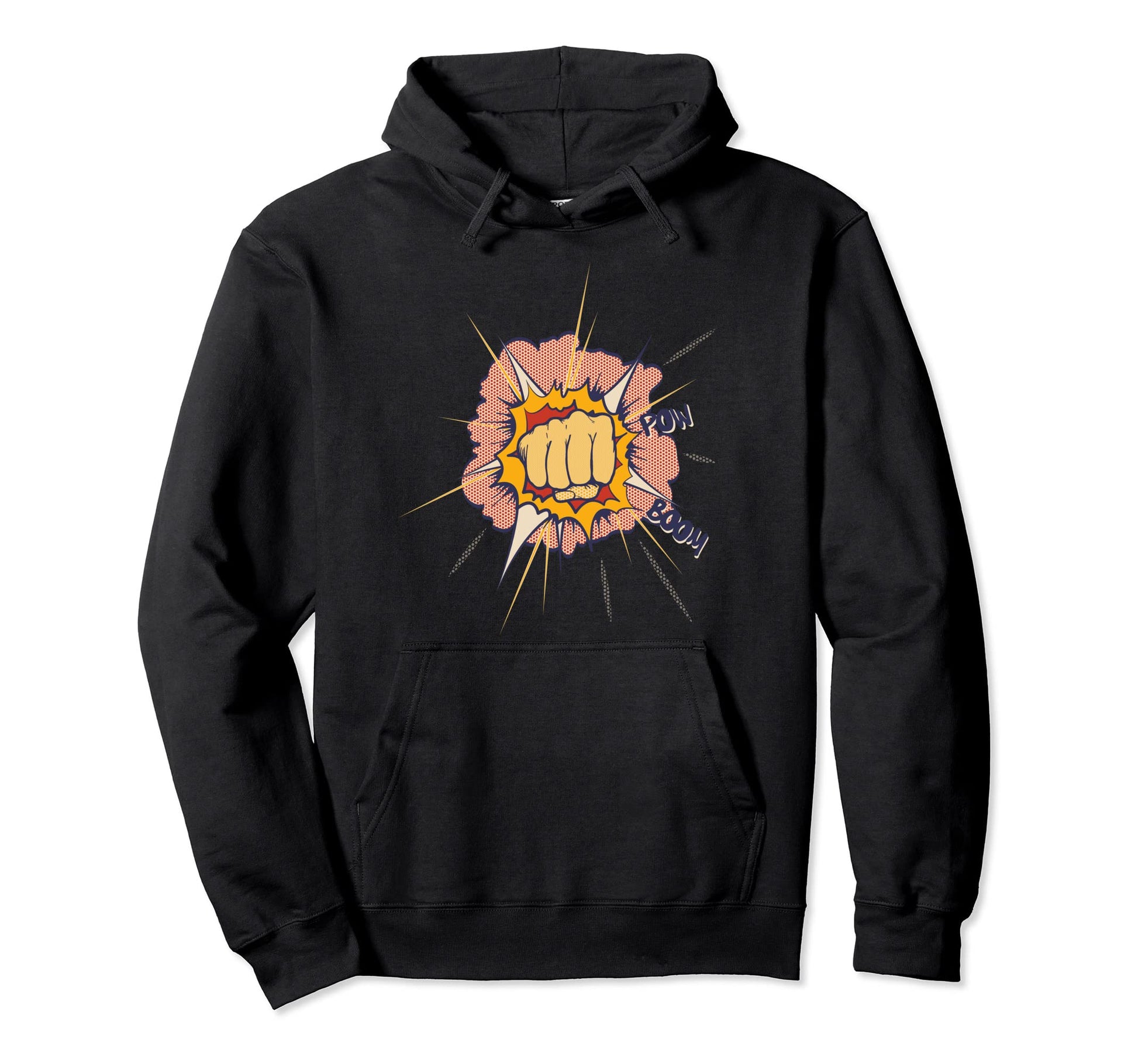 Pop Art 60S Hand Fist Comic Boom Hoodie - Casual Everyday Wear Men Women - T-Shirt, Sweatshirt, Hoodie