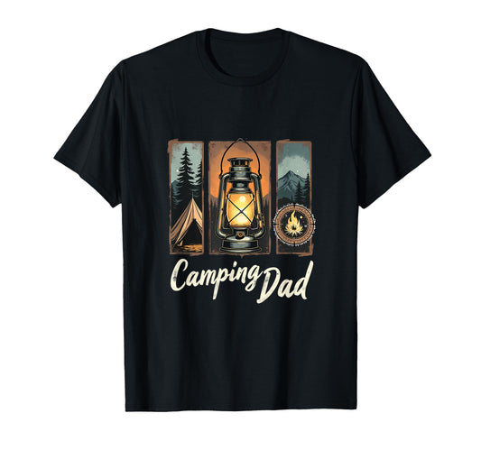 Camping Dad Lantern Tent Mountains T-Shirt - Graphic Print Men Women - T-Shirt, Sweatshirt, Hoodie