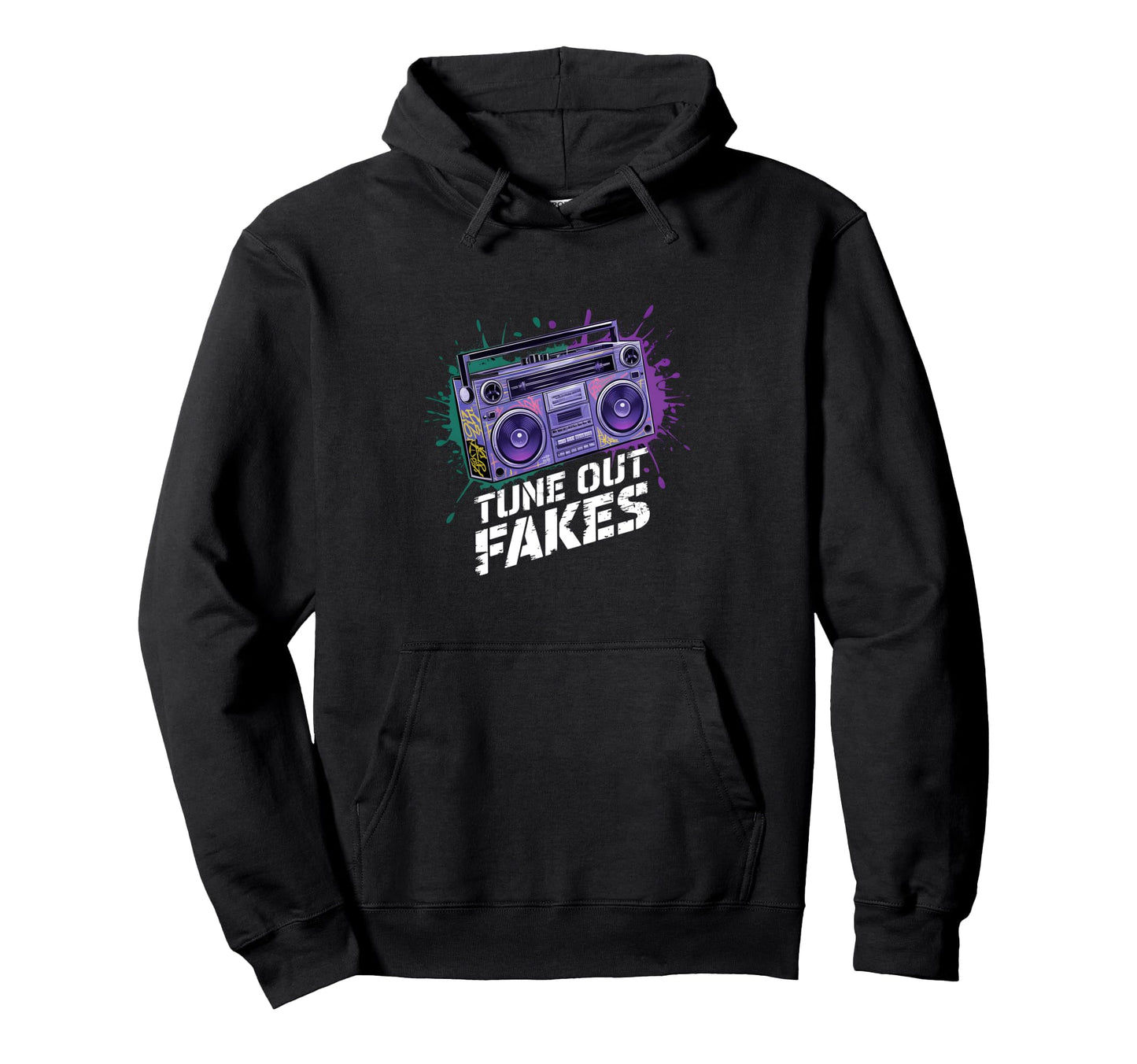 Boombox Graffiti Tune Fakes Out Clever Hoodie - Novelty Apparel for Adults - T-Shirt, Sweatshirt, Hoodie