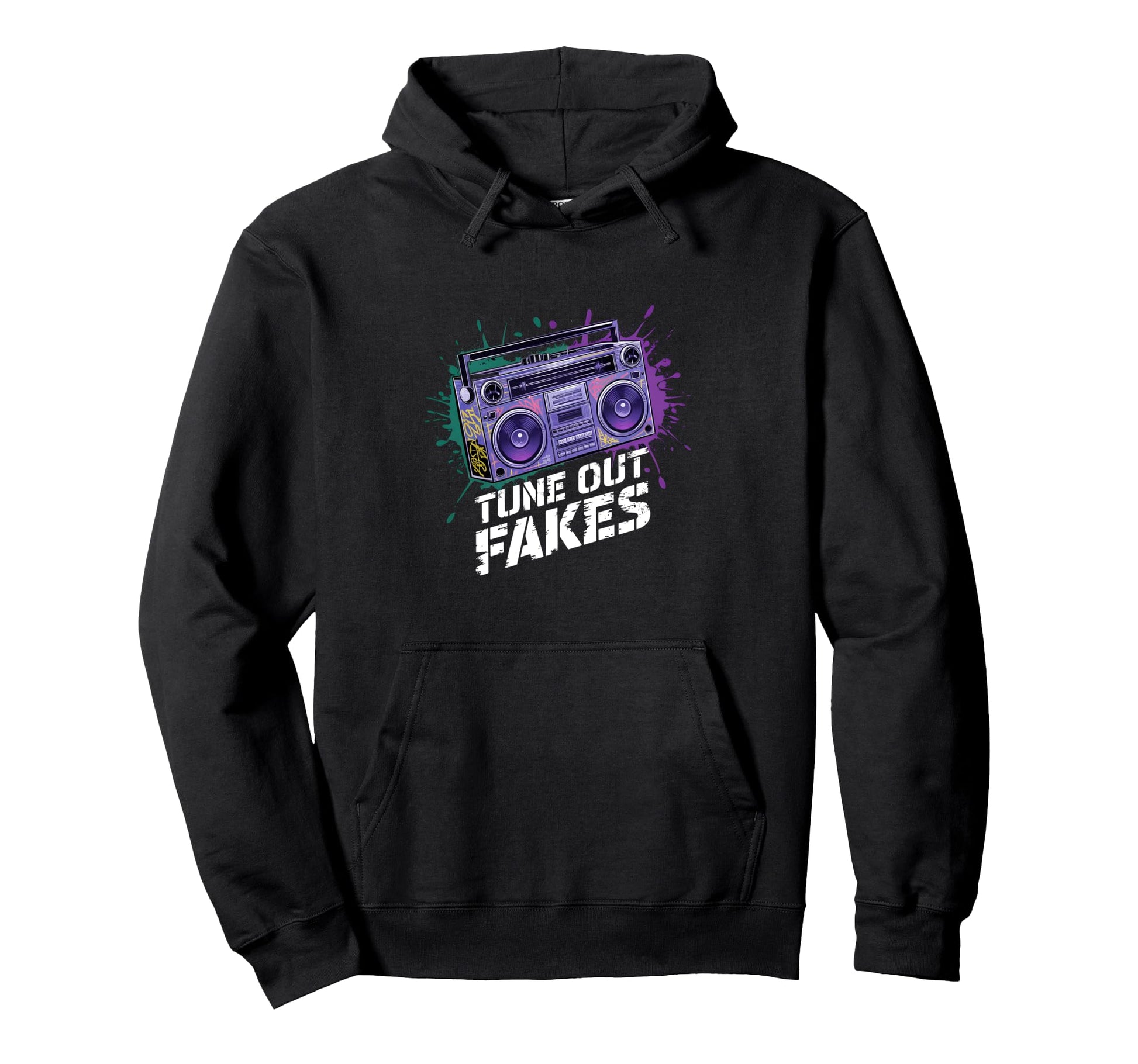 Boombox Graffiti Tune Fakes Out Clever Hoodie - Novelty Apparel for Adults - T-Shirt, Sweatshirt, Hoodie