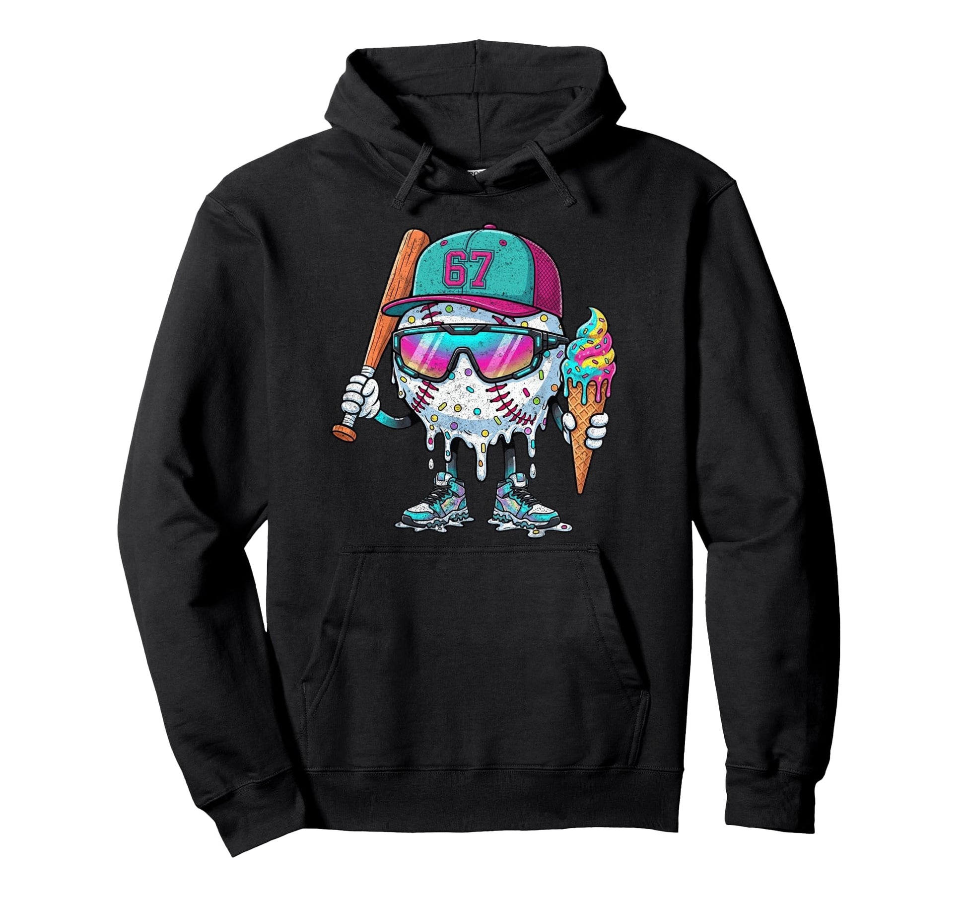 Baseball Drip Ice Cream 67 Gifts T-Shirt - Novelty Apparel Men Women - T-Shirt, Sweatshirt, Hoodie