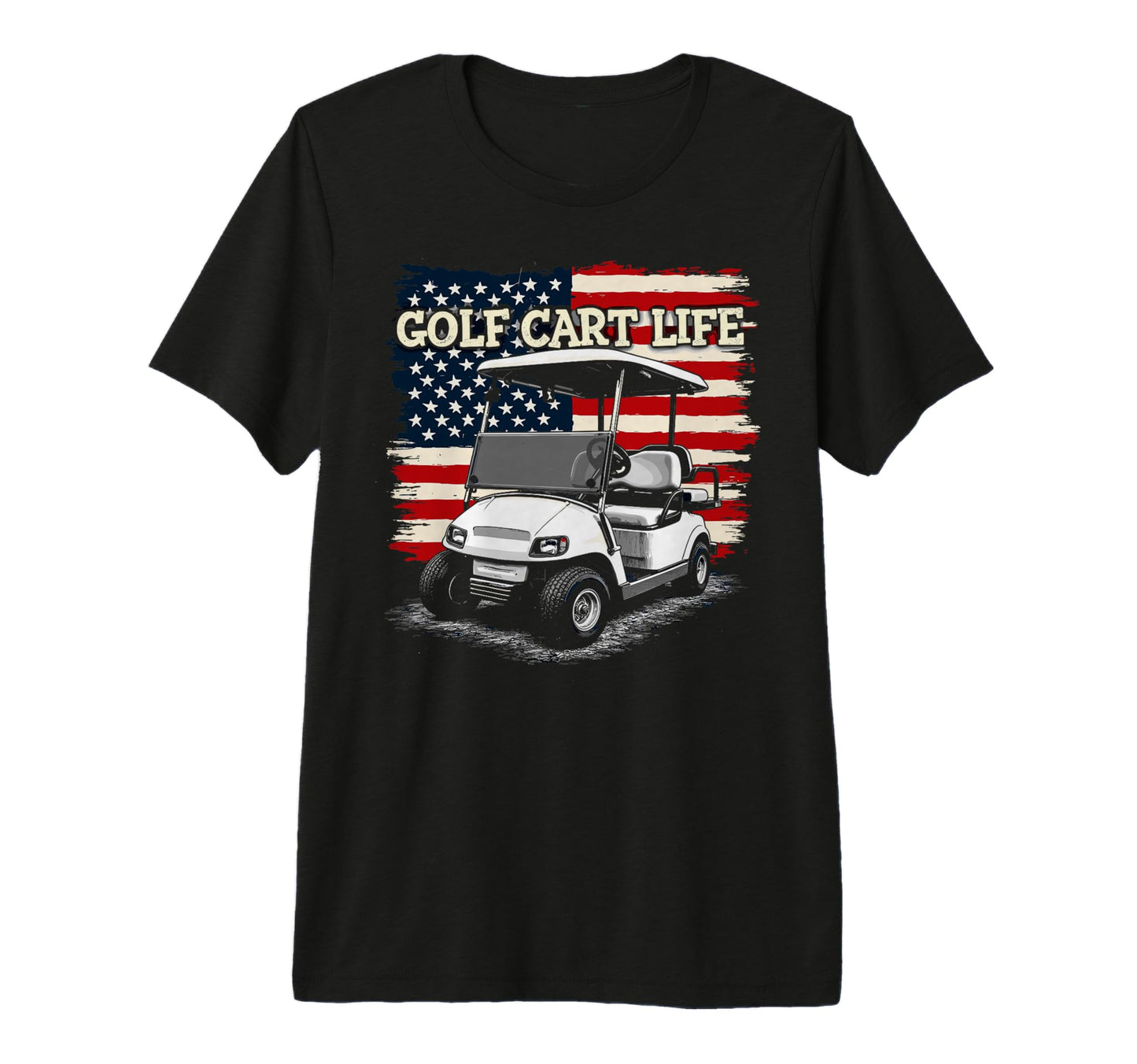 Golf Cart Life Us Flag Golfing Golfer T-Shirt - Unique Graphic for Adults - T-Shirt, Sweatshirt, Hoodie