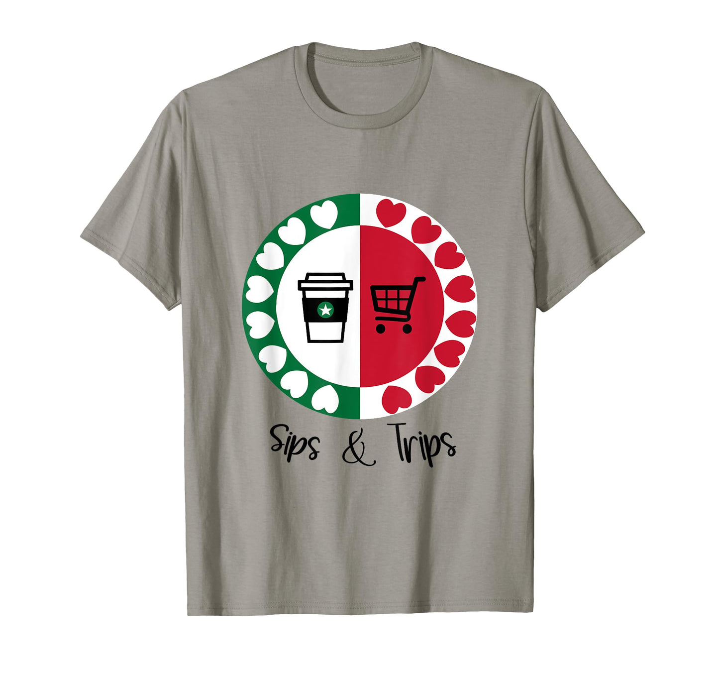 Coffee Sips And Shopping Trips T-Shirt - Trendy Graphic for Adults - T-Shirt, Sweatshirt, Hoodie