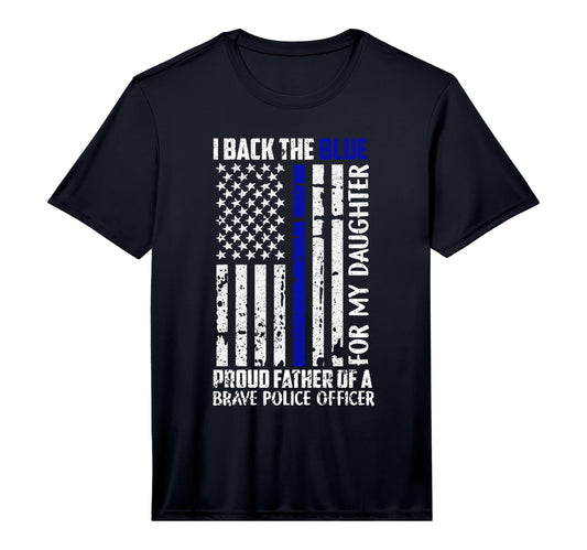 Back Blue My Daughter Proud Dad Police T-Shirt - Aesthetic Graphic Unisex - T-Shirt, Sweatshirt, Hoodie