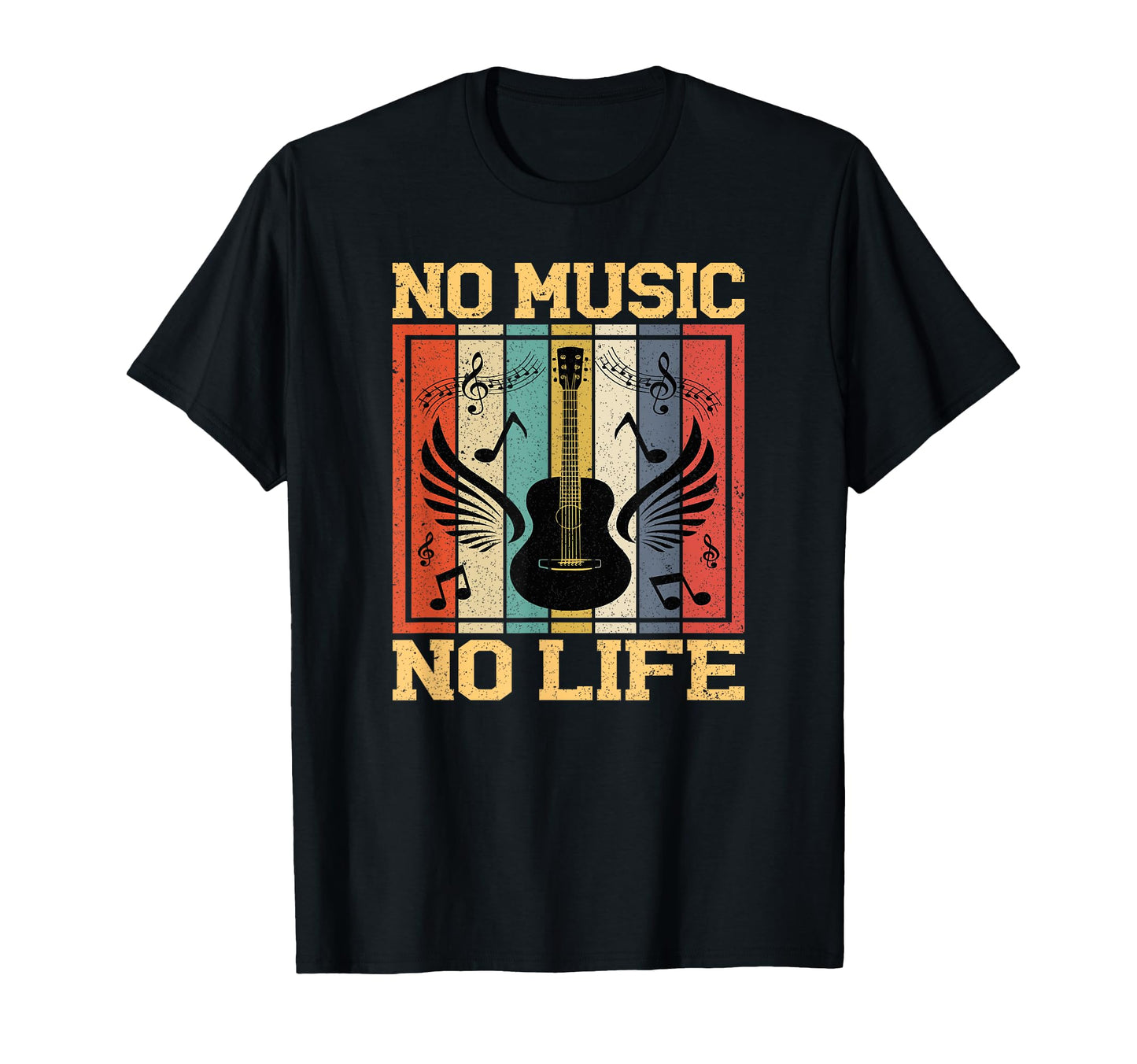 No Music No Life Musical Notes Musician T-Shirt - Custom Art Print Unisex - T-Shirt, Sweatshirt, Hoodie