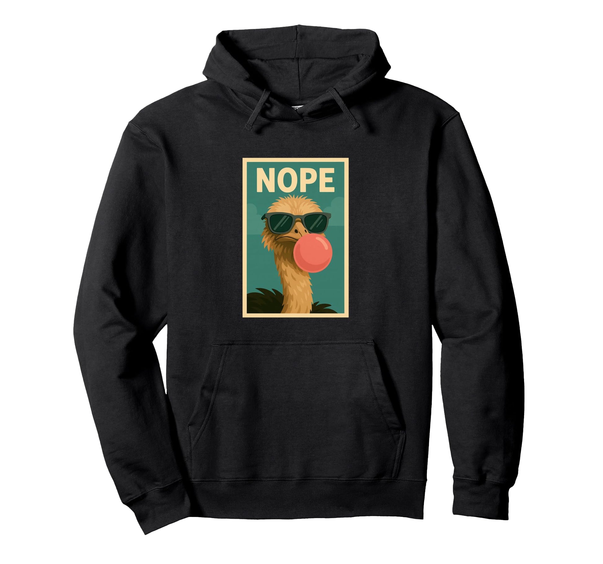 Ostrich Nope Chewing Gum Bubble Pop Art Hoodie - Minimalist Print Men Women - T-Shirt, Sweatshirt, Hoodie