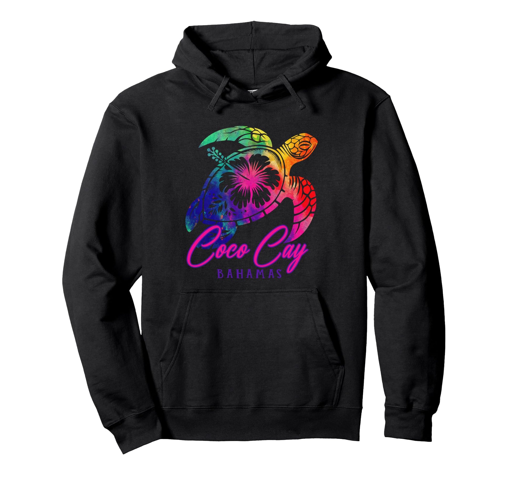 Coco Cay Tie Dye Sea Turtle Hibiscus Hoodie - Streetwear Style for Adults - T-Shirt, Sweatshirt, Hoodie