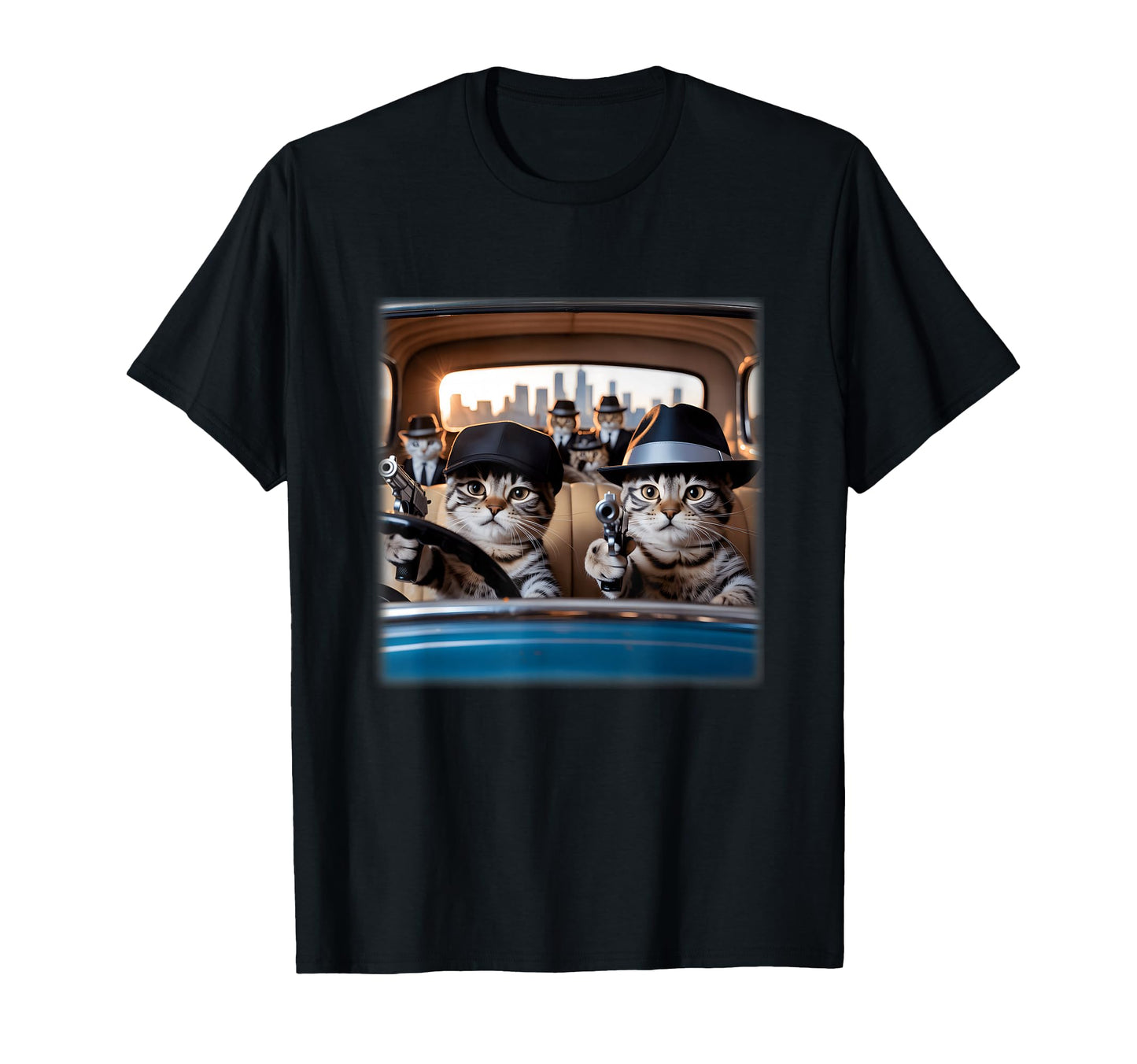 Gangster Cats Street Cat Gang Car Meme T-Shirt - Trendy Graphic for Adults - T-Shirt, Sweatshirt, Hoodie