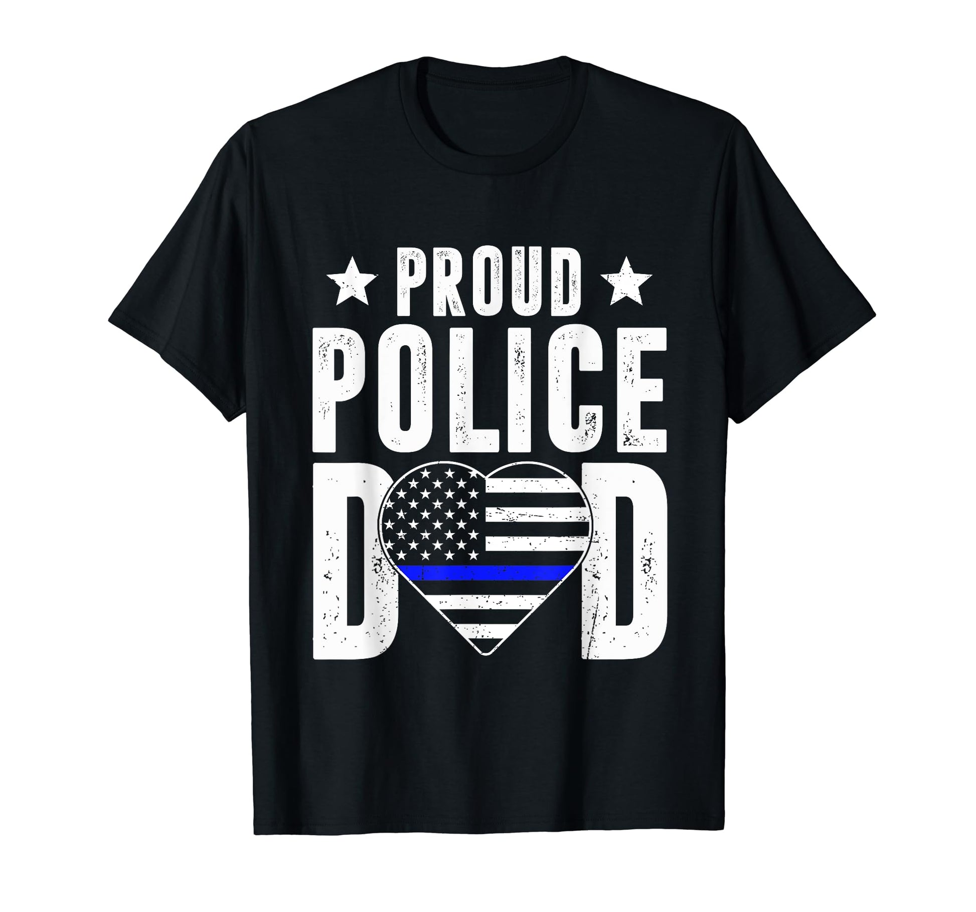 Proud Police Dad Thin Blue Line Cops T-Shirt - Novelty Apparel for Adults - T-Shirt, Sweatshirt, Hoodie