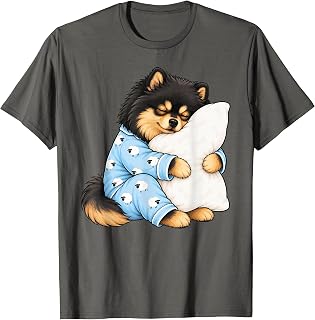Black and Tan Pomeranian Sleeping in Cute Pajamas Sleep Dog T-Shirt Unisex T-shirt, Sweatshirt, Hoodie, Long Sleeve Tee - T-Shirt, Sweatshirt, Hoodie