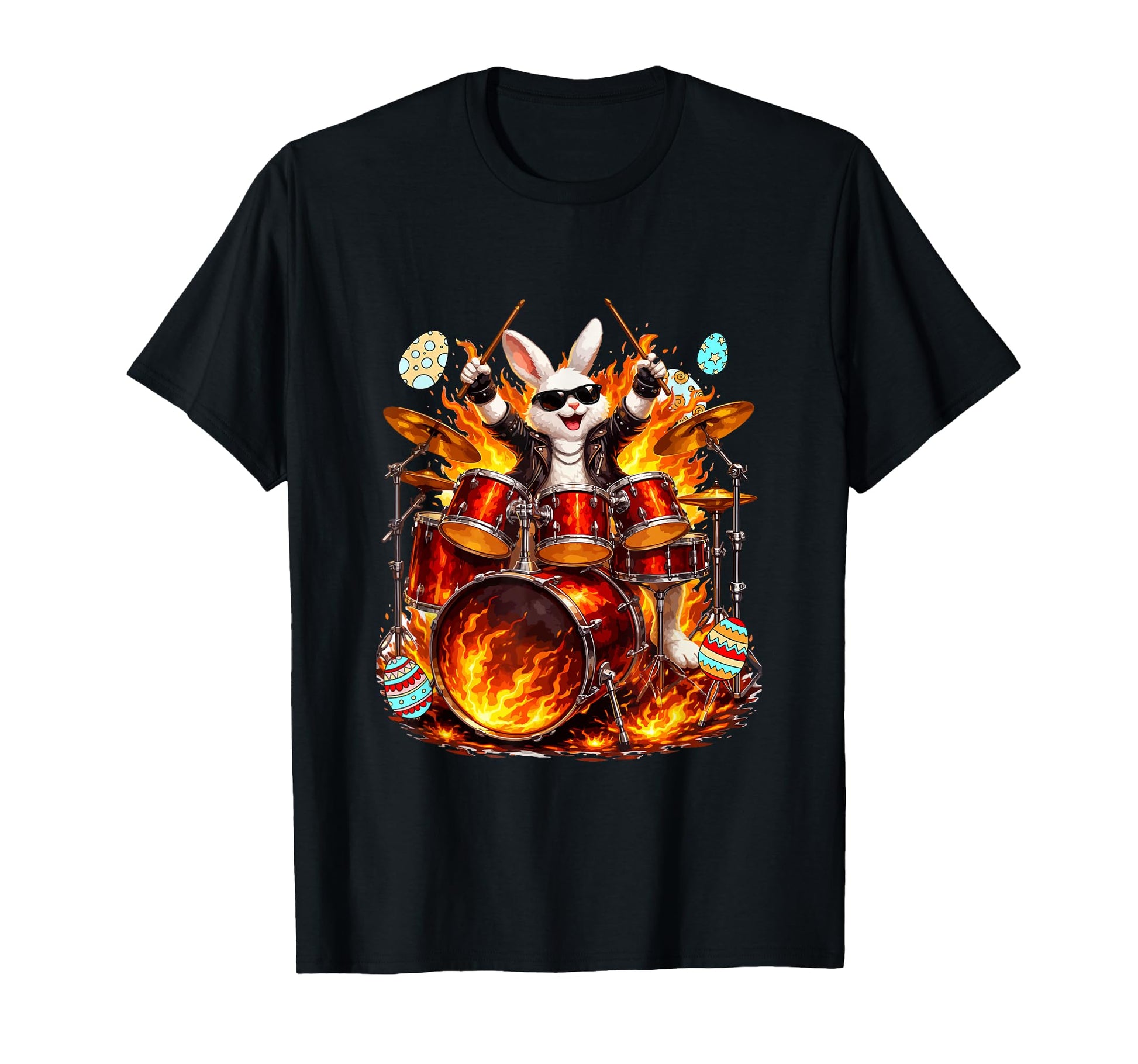 Easter Bunny Playing Drum T-Shirt - Aesthetic Graphic for Adults - T-Shirt, Sweatshirt, Hoodie