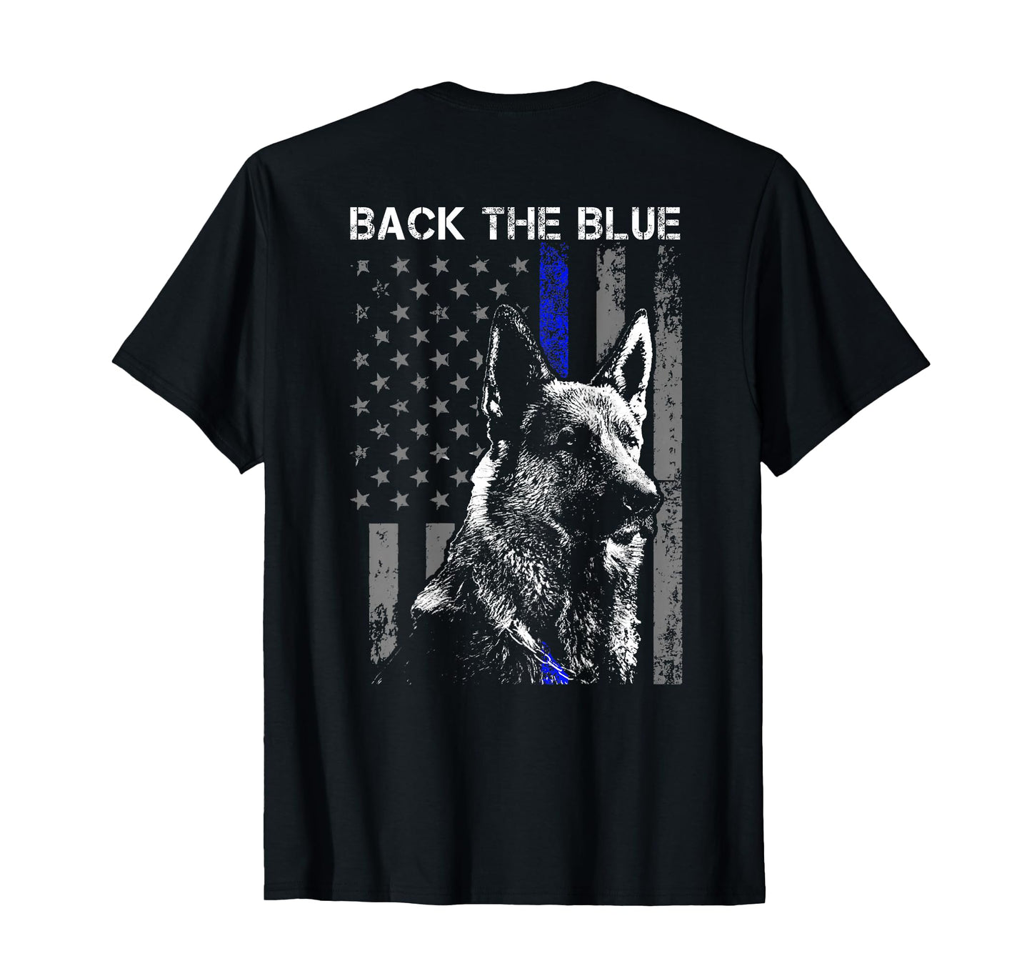 Back Blue Thin Blue Line Flag K 9 German T-Shirt - Custom Art Print Unisex - T-Shirt, Sweatshirt, Hoodie