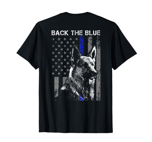 Back Blue Thin Blue Line Flag K 9 German T-Shirt - Custom Art Print Unisex - T-Shirt, Sweatshirt, Hoodie