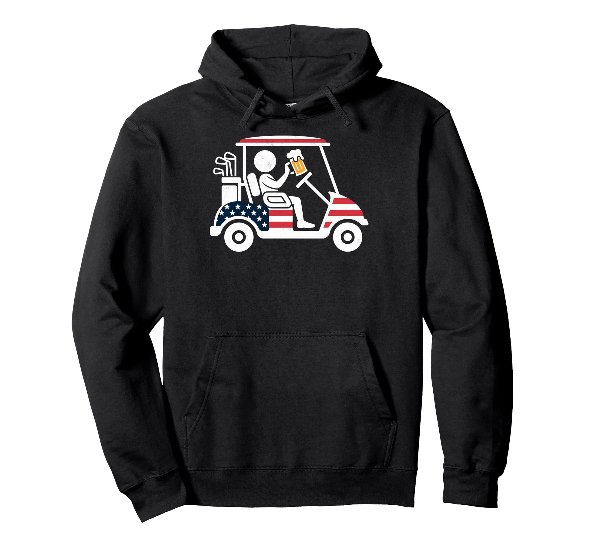 Us Flag Beer Lover Golf Cart Player Hoodie - Aesthetic Graphic Unisex - T-Shirt, Sweatshirt, Hoodie