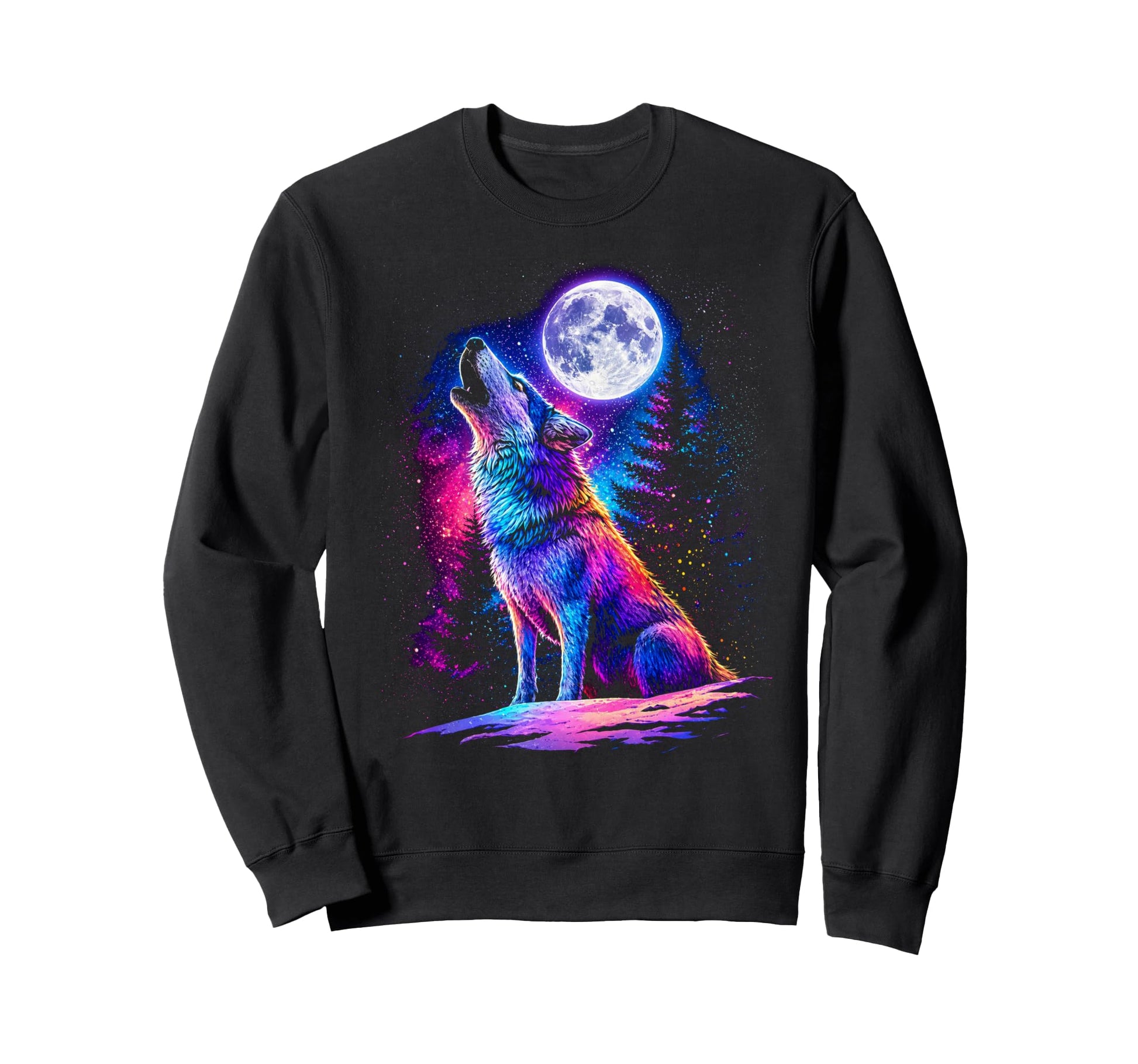 Just Who Loves Wolves Wolf Moon Sweatshirt - Graphic Print for Adults - T-Shirt, Sweatshirt, Hoodie