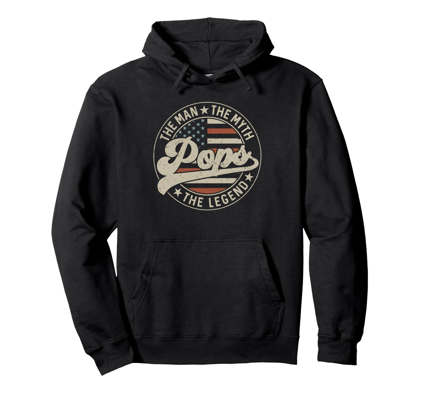 Pops Myth Legend Us Flag Fathers Hoodie - Casual Everyday Wear Men Women - T-Shirt, Sweatshirt, Hoodie