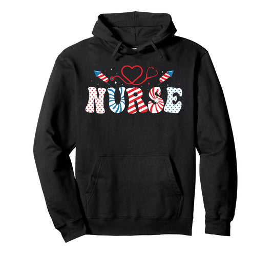 American Nurse 4Th July Nurse Stethoscope Hoodie - Unique Graphic Unisex - T-Shirt, Sweatshirt, Hoodie
