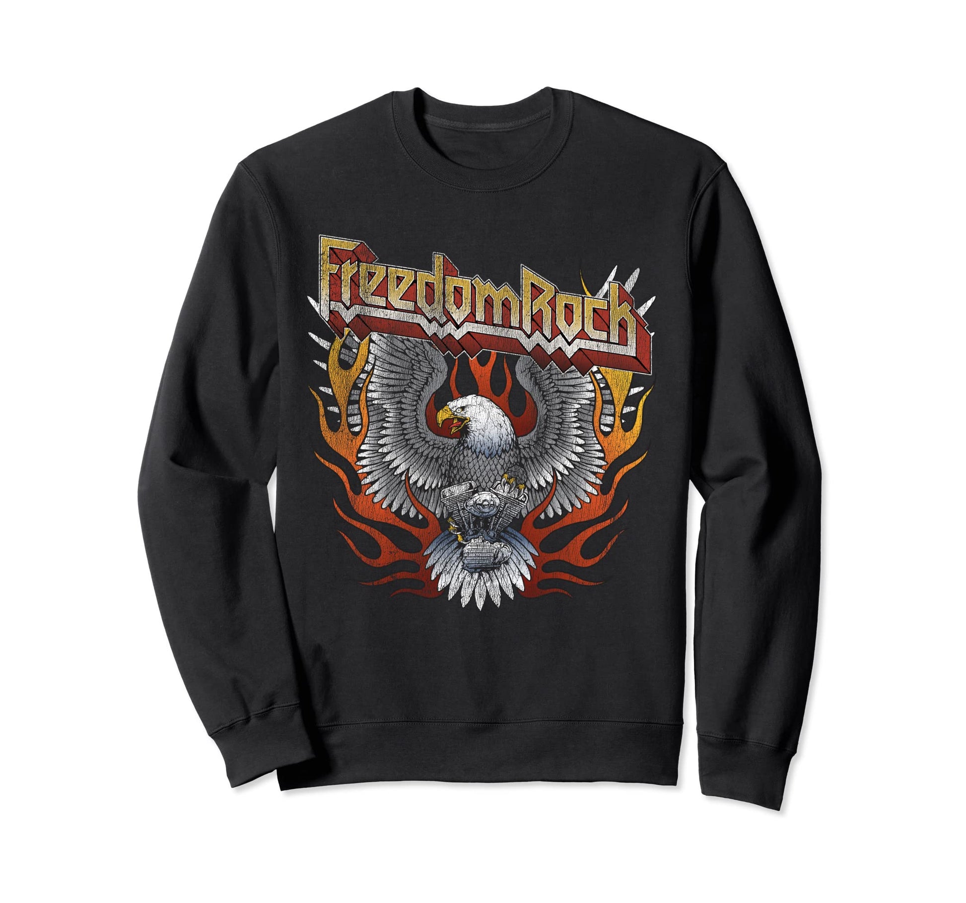 Freedom Rock Motorcycle Usa Eagle Sweatshirt - Aesthetic Graphic Unisex - T-Shirt, Sweatshirt, Hoodie