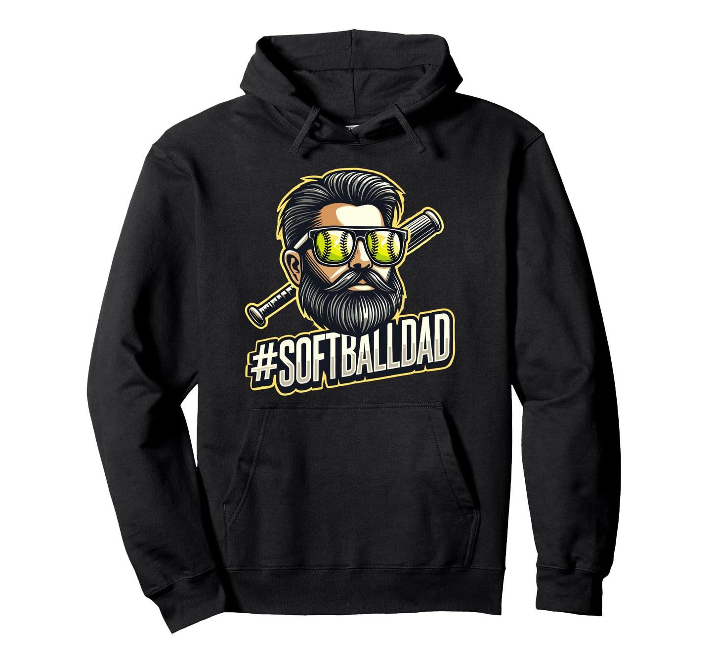 Softball Dad Beard And Sunglasses Hoodie - Custom Art Print for Adults - T-Shirt, Sweatshirt, Hoodie