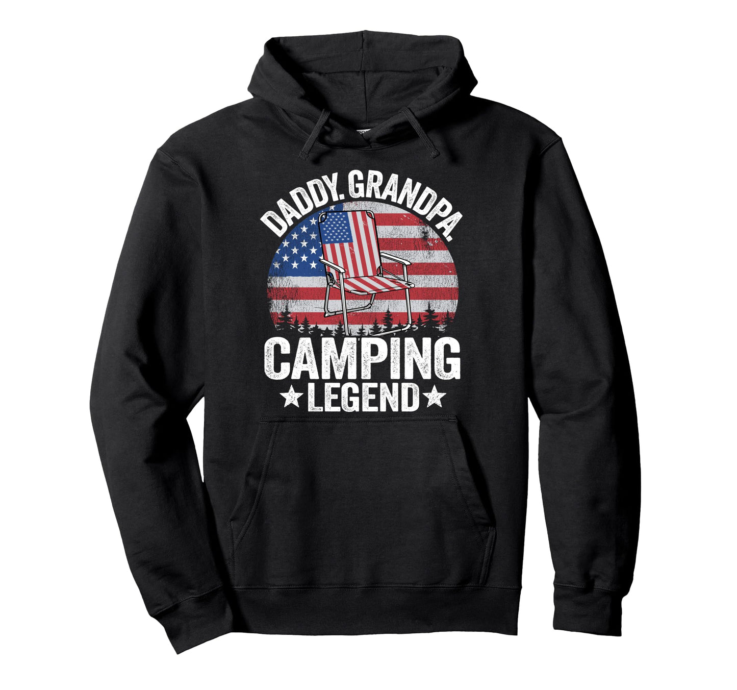 Daddy Grandpa Camping Legend American Hoodie - Custom Art Print Men Women - T-Shirt, Sweatshirt, Hoodie