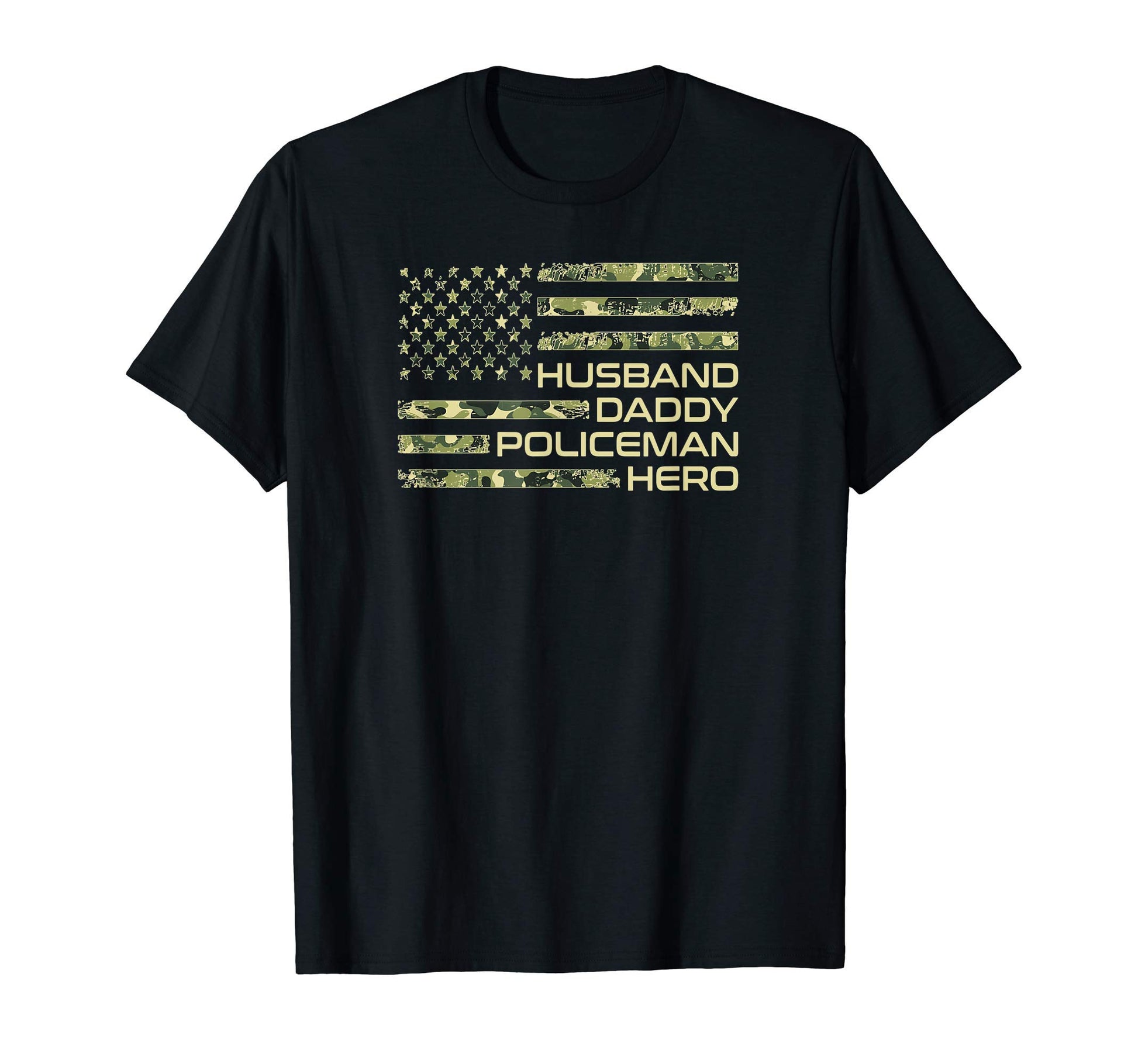 Mens Husband Daddy Policeman Hero Camo T-Shirt - Graphic Print Men Women - T-Shirt, Sweatshirt, Hoodie